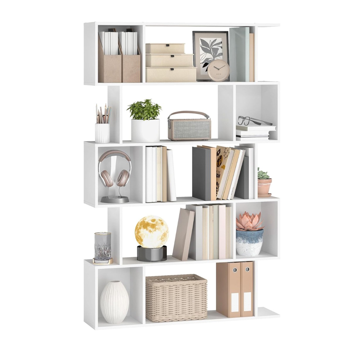 Raamaturiiul viie avatud tasapinnaga, 24 x 90 x 159 cm, valge