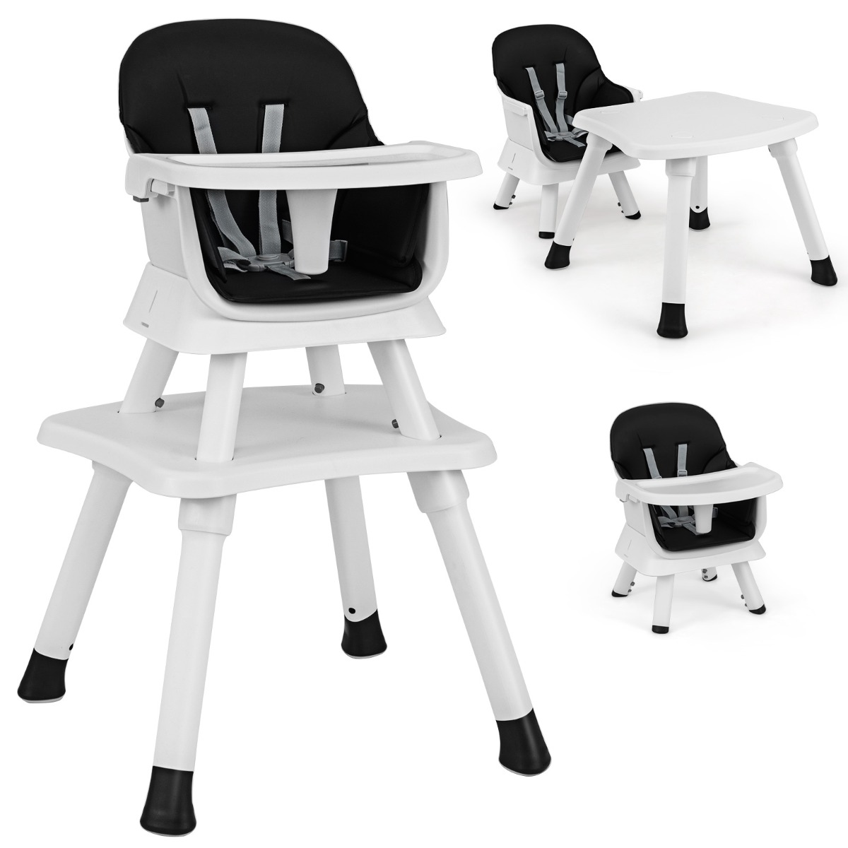 6-ühes beebitool söögilauaga must