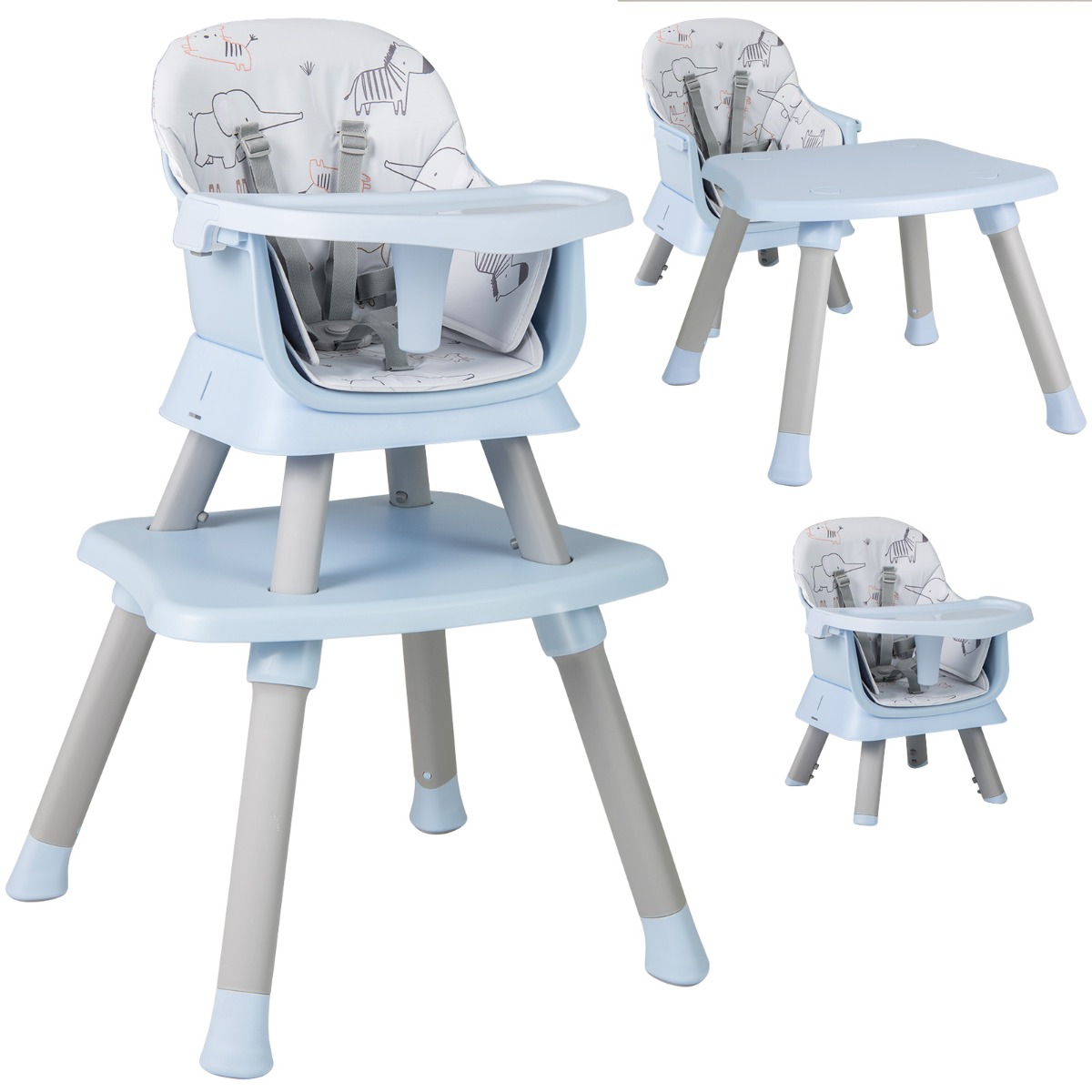 6-ühes Beebitool Sinine 5-punkti turvavöö ja eemaldatava lauaga