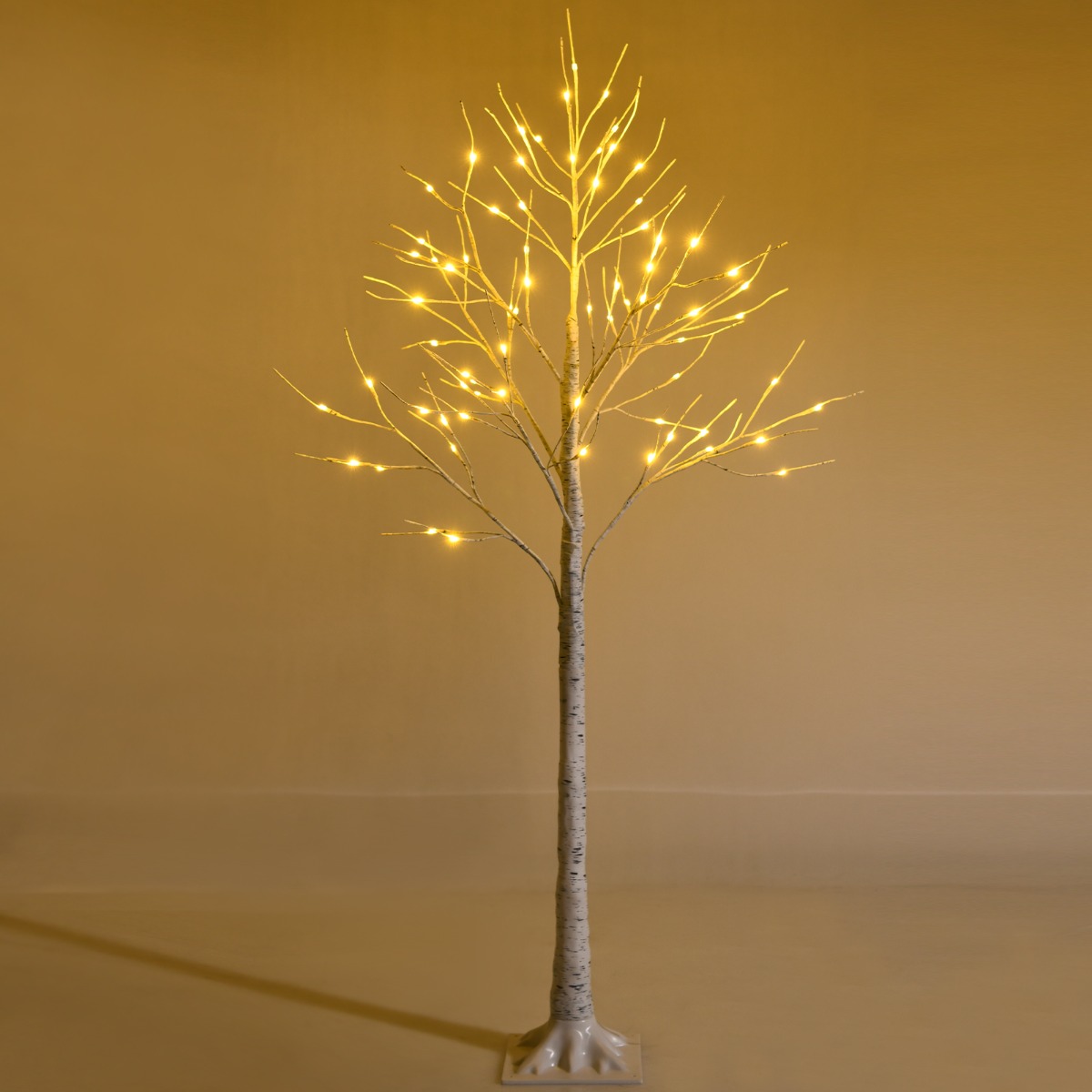 Sooja valge LED-valgusega elutruu kasepuu-disainiga valguspuu pidulik meeleoluvalgusti (kõrgus 150 cm)