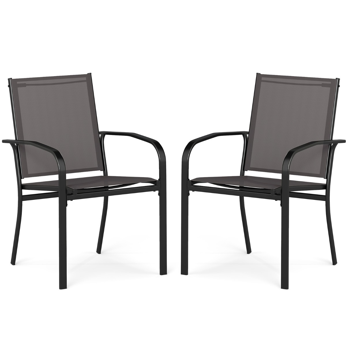 Välimööbli söögitoolide komplekt 4 virnastatava terrassitooliga hingavast kangast hall