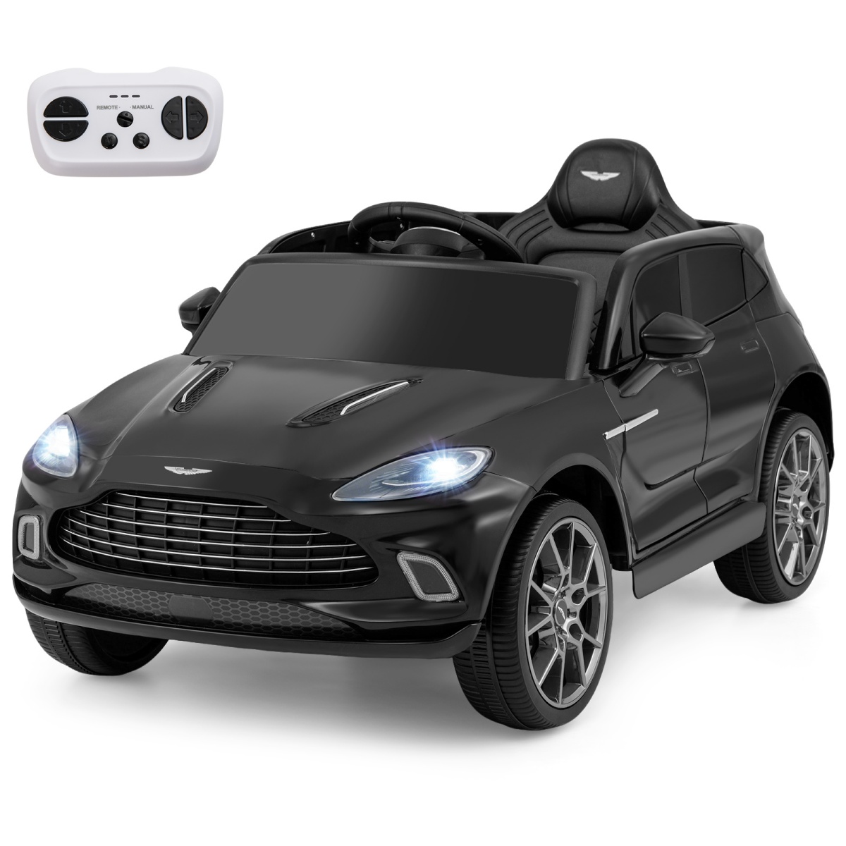 Ametliku litsentsiga Aston Martin 12 V elektriline lasteauto koos puldi, signaali, muusika ja LED-tuledega (3–8 aastat), must