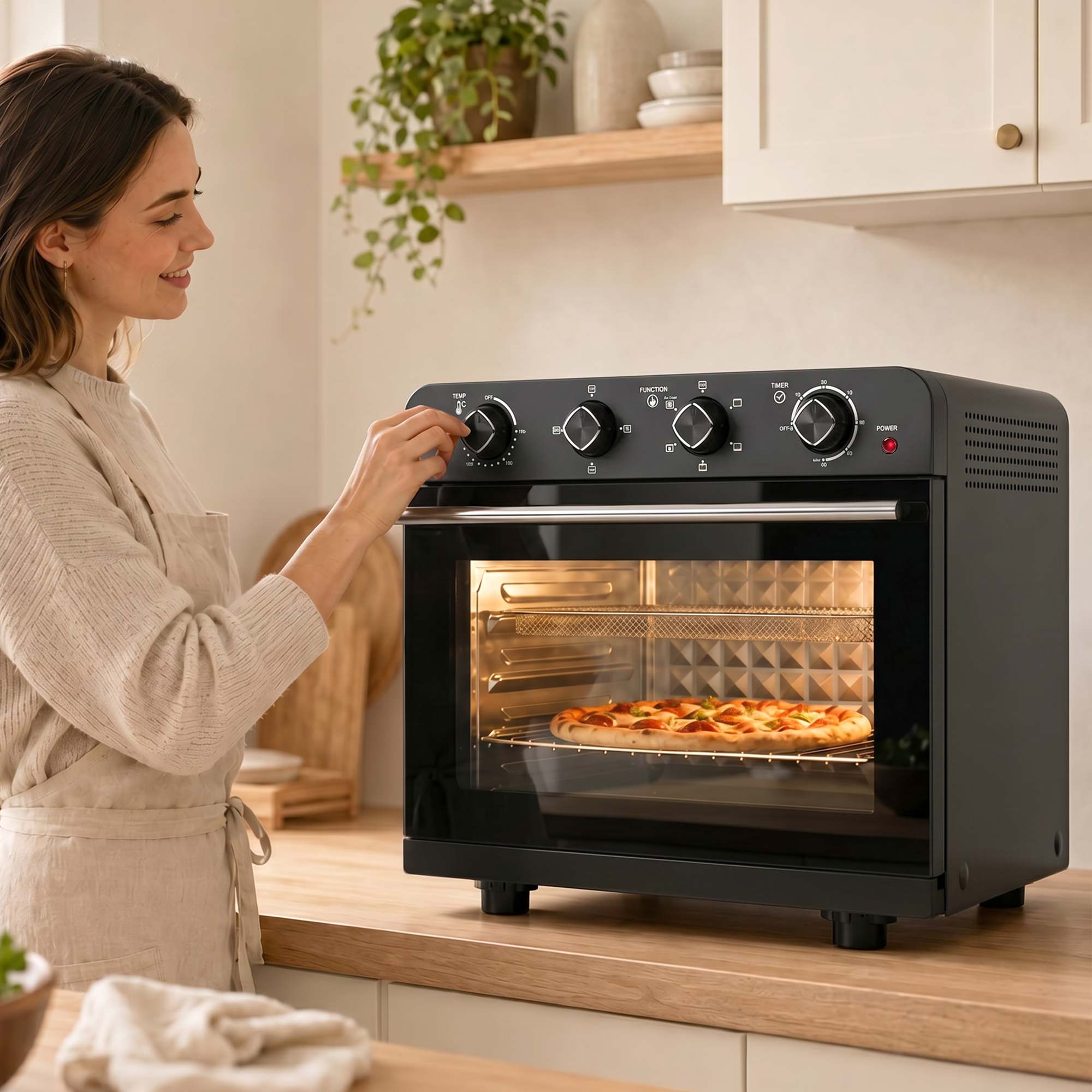 Kuumaõhu fritüürahi konvektsiooni ja pöördvardaga, temperatuuri reguleerimise, taimeriga, 1800 W