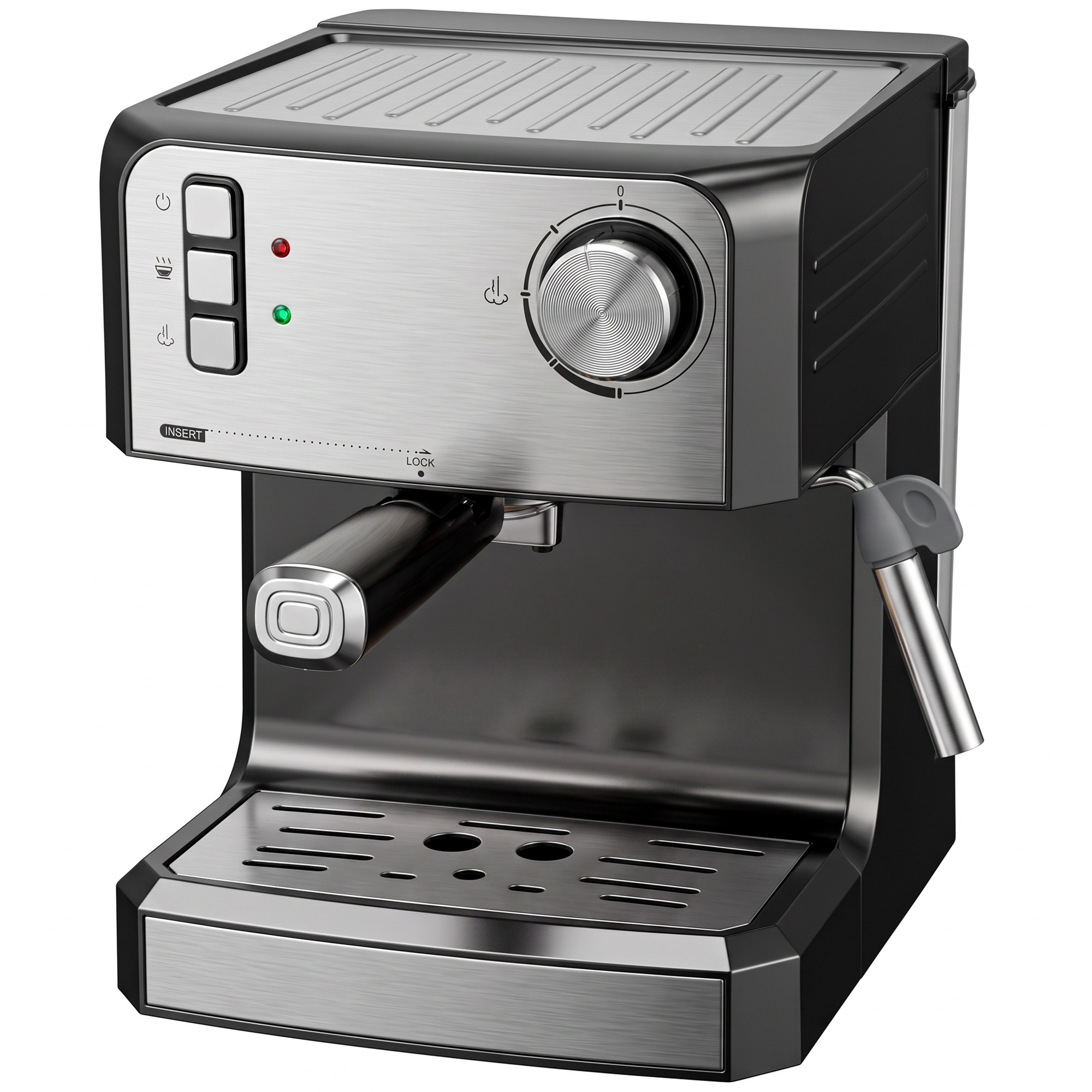 Espressomasin, 20-baarine kohvimasin piimavahustajaga, 1,6-liitrine veepaak, must