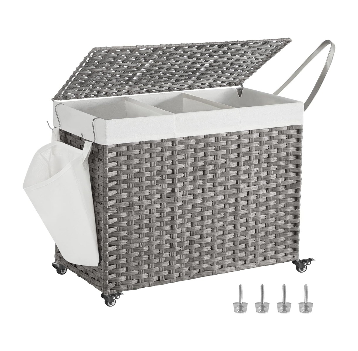 Pesukorv 3 kambriga, 160L, hall