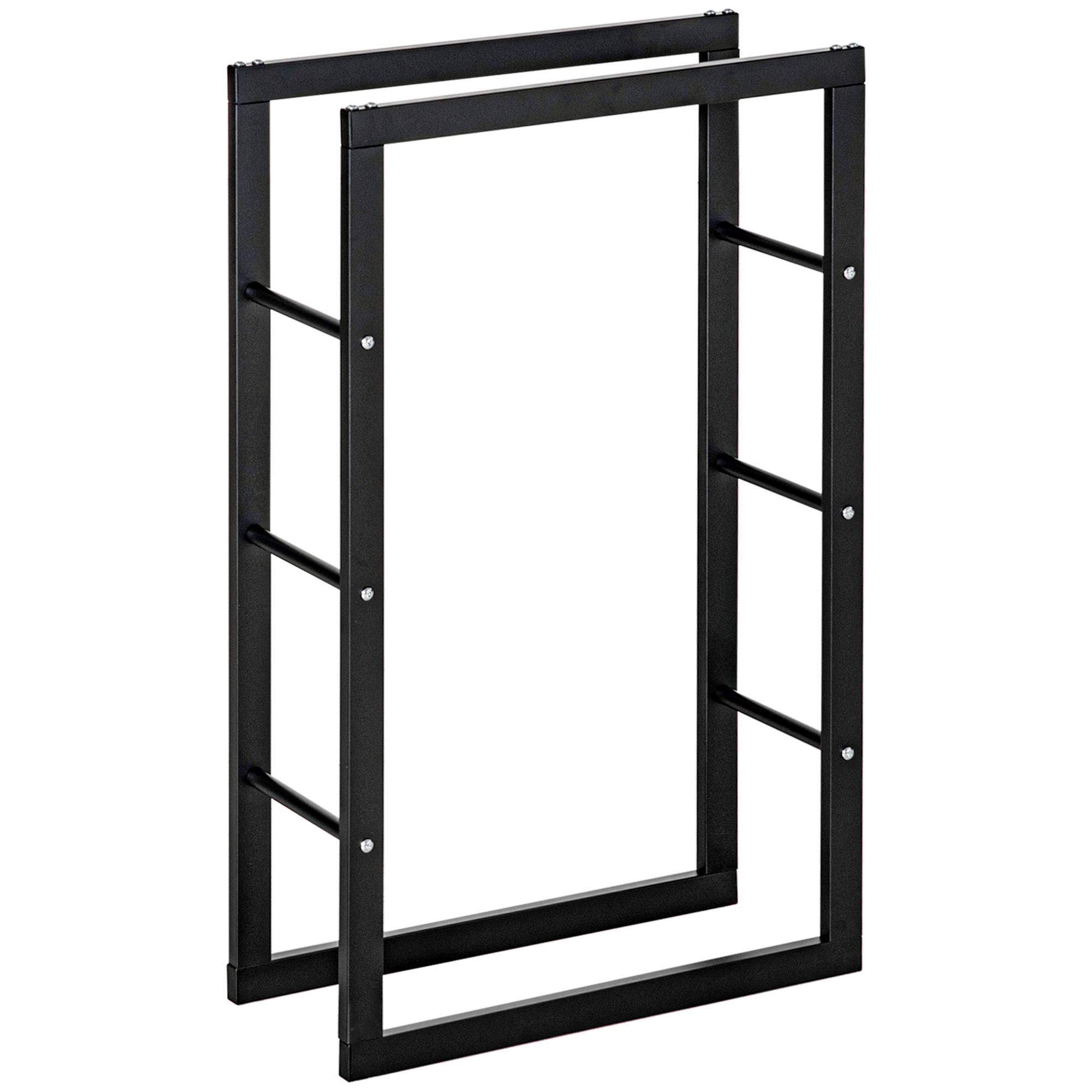 Metallist küttepuude riiul 60 x 25 x 100 cm, küttepuude riiul, virnastamisabi, terasraam, kuni 100 kg, küttepuude varjualune õue, puiduriiul, küttepuude riiul aeda, terrassile, õues kasutamiseks, must