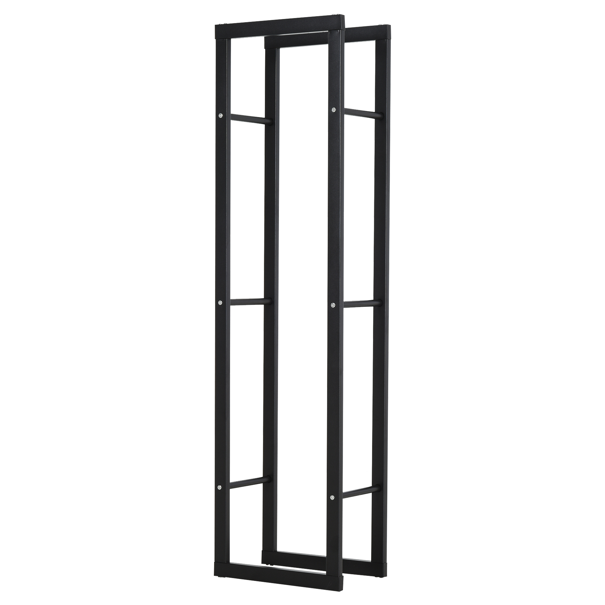 Metallist küttepuude riiul 40 x 25 x 150 cm, küttepuude hoiuriiul, virnastamisabi, terasraam, kuni 100 kg, küttepuude varjualune õue, puiduriiul, küttepuude riiul aeda, terrassile, õues kasutamiseks, must