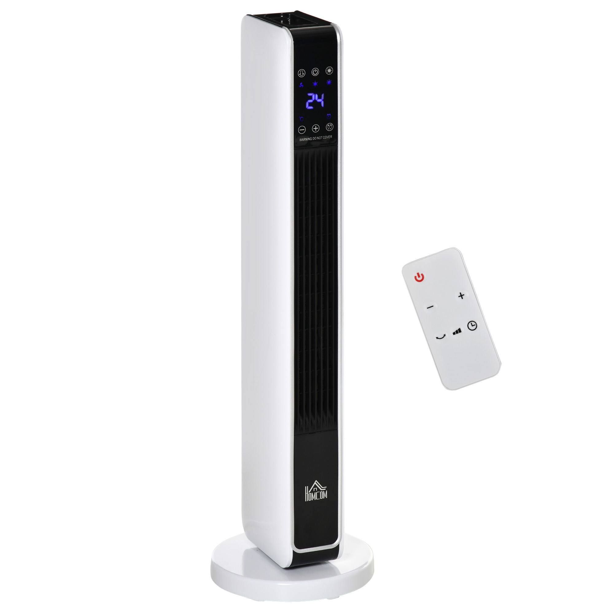 Elektrikütteseade, ventilaatorkütteseade, 2200W, keraamiline küttetorn puldiga, 8-tunnine taimer, võnkumine, ABS PA, valge+must, 21 x 21 x 73 cm