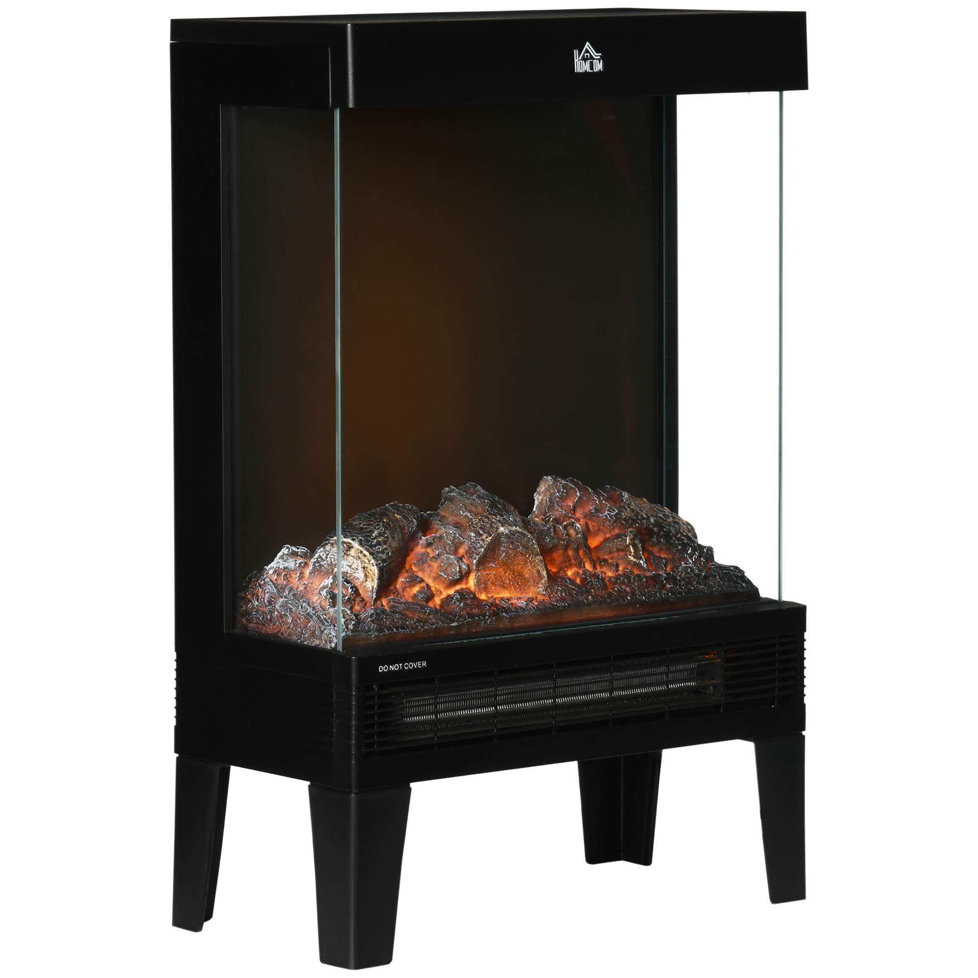 Elektrikamin, 2000 W, eraldiseisev kamin küttekehaga, LED 3D leegiefekt, 4 heledustaset, elektrikamin termostaadiga, ülekuumenemiskaitse, must