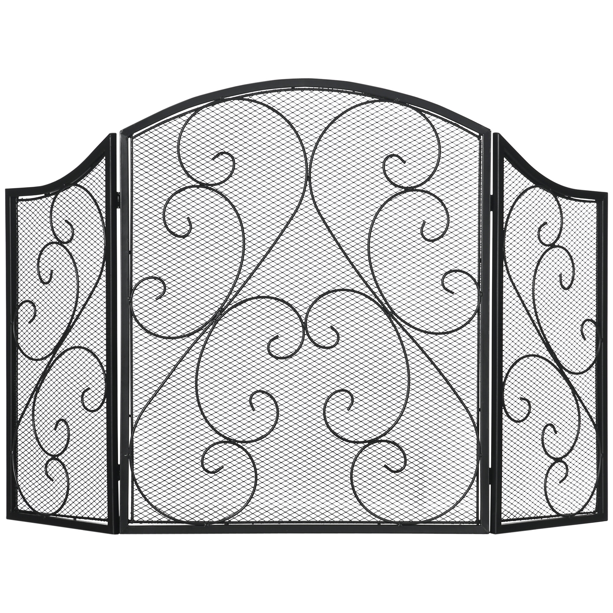 Vintage-stiilis metallist kaminakaitse, 66 x 31 x 81 cm, must