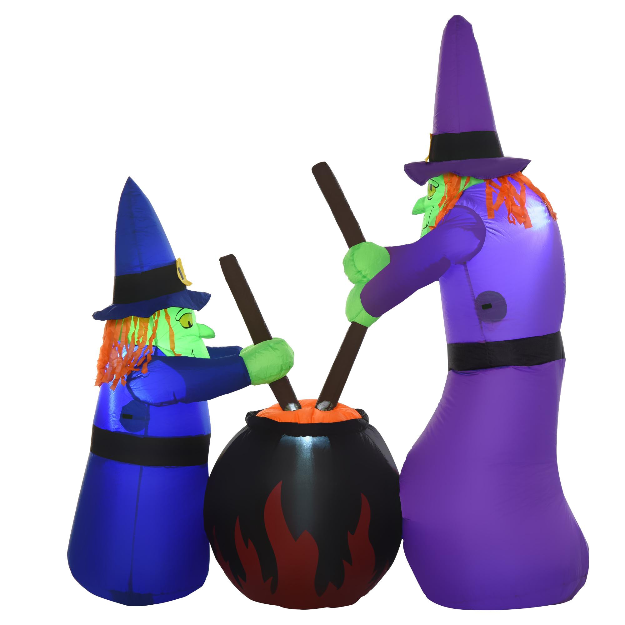 Täispuhutav nõiakatla kuju, halloweeni kaunistus LED-valgustusega, polüester, 170x60x180cm