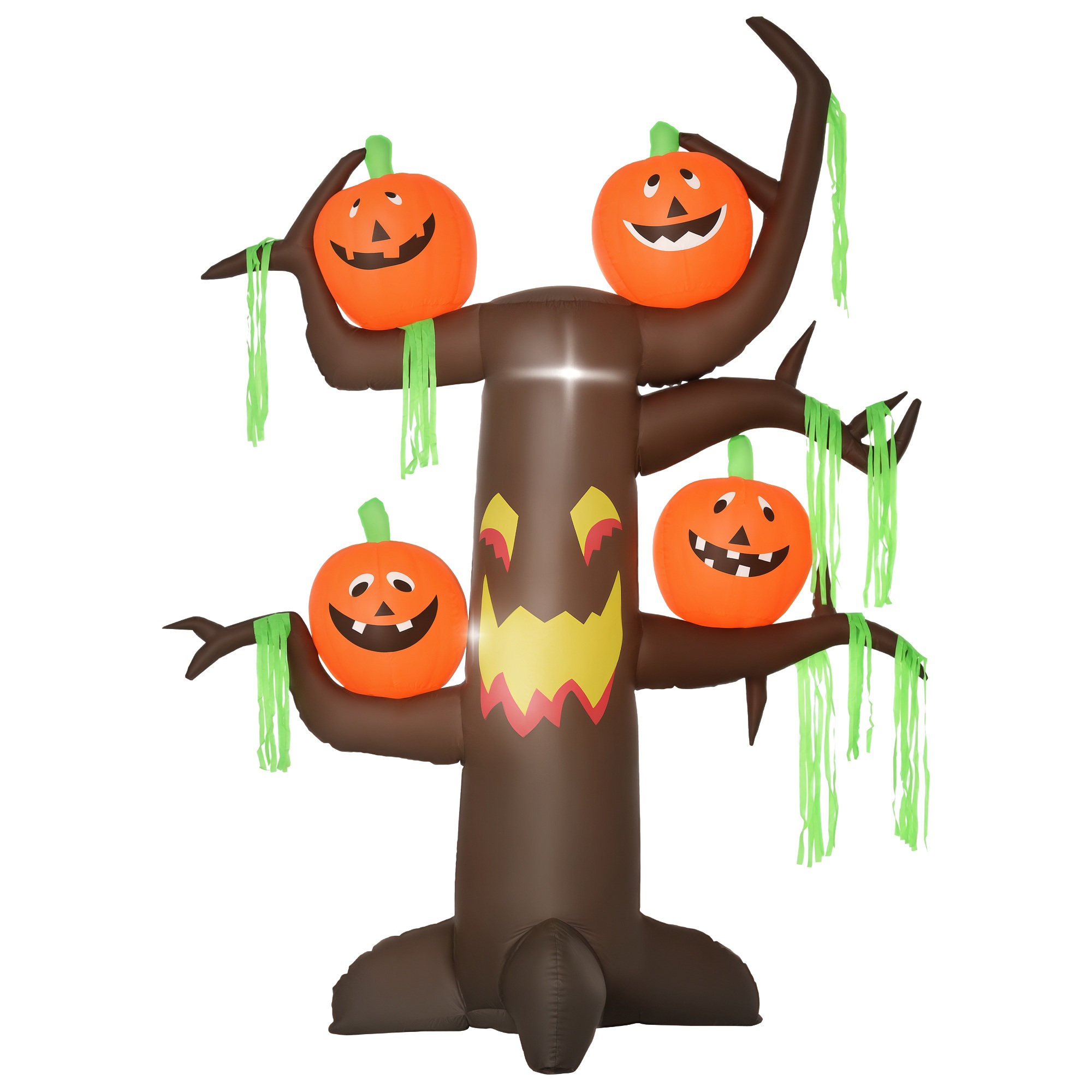 Täispuhutav kummituspuust kõrvits Halloweeni dekoratsioonkuju LED-valgustusega, polüester, 180x80x240cm