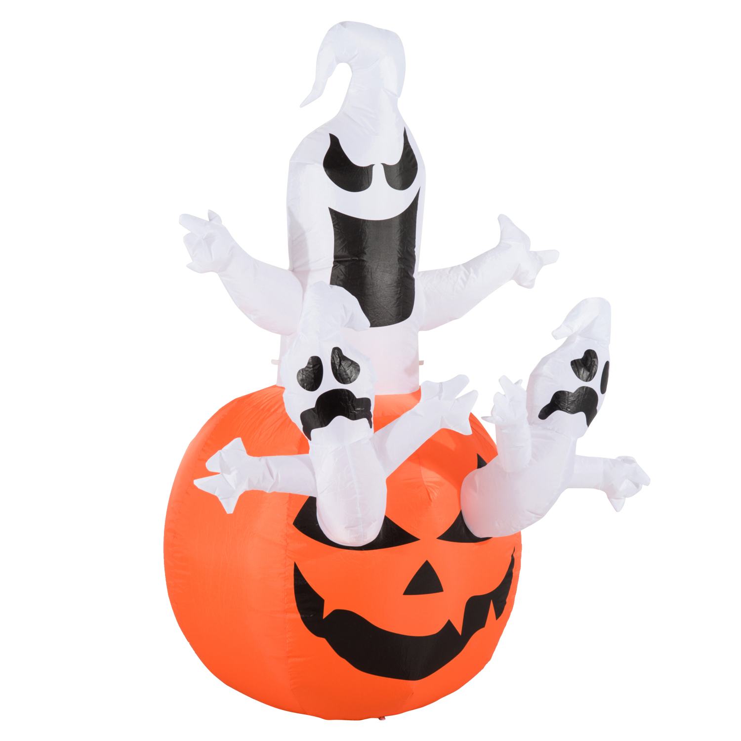 Täispuhutav kõrvitsakummituse Halloweeni dekoratsioonkuju LED-valgustusega, polüester, 120x120x180cm