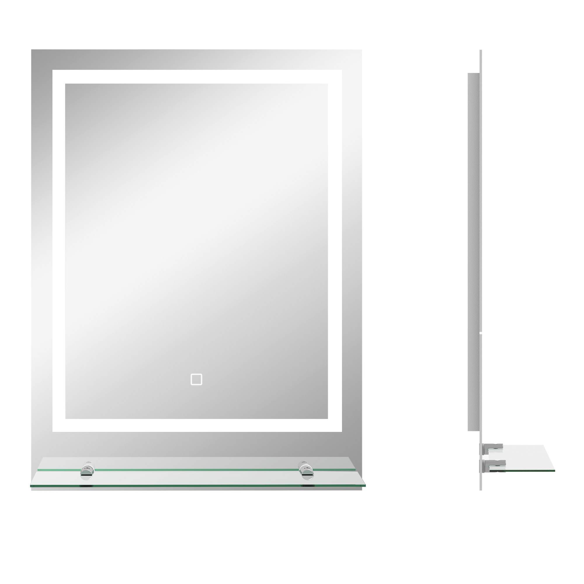 Vannitoa peegel LED-valgustusega, 3 heledat värvi, uduvastane funktsioon, juhtmega, 70 x 50 cm