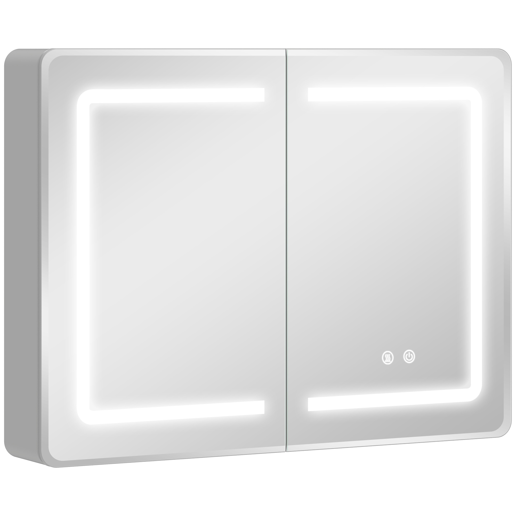 Vannitoa peegelkapp LED-valgustusega, 60 x 80 cm, uduvastase kattega vannitoakapp, 3-suunaline hämardamine