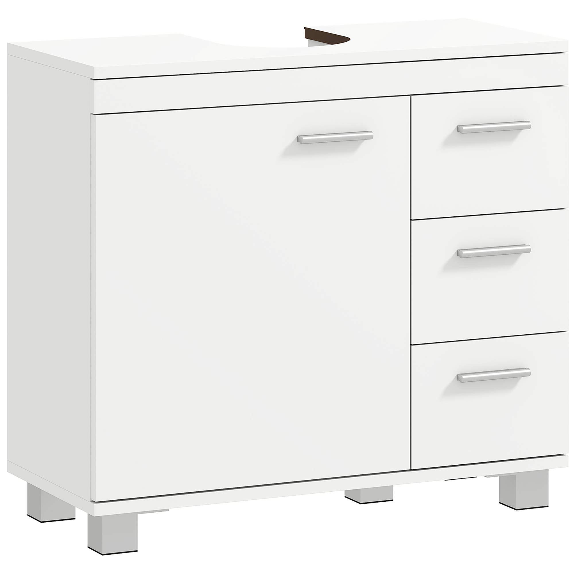 Valamu kapp, 2 riiulit, 3 sahtlit, MDF-konstruktsioon, valge