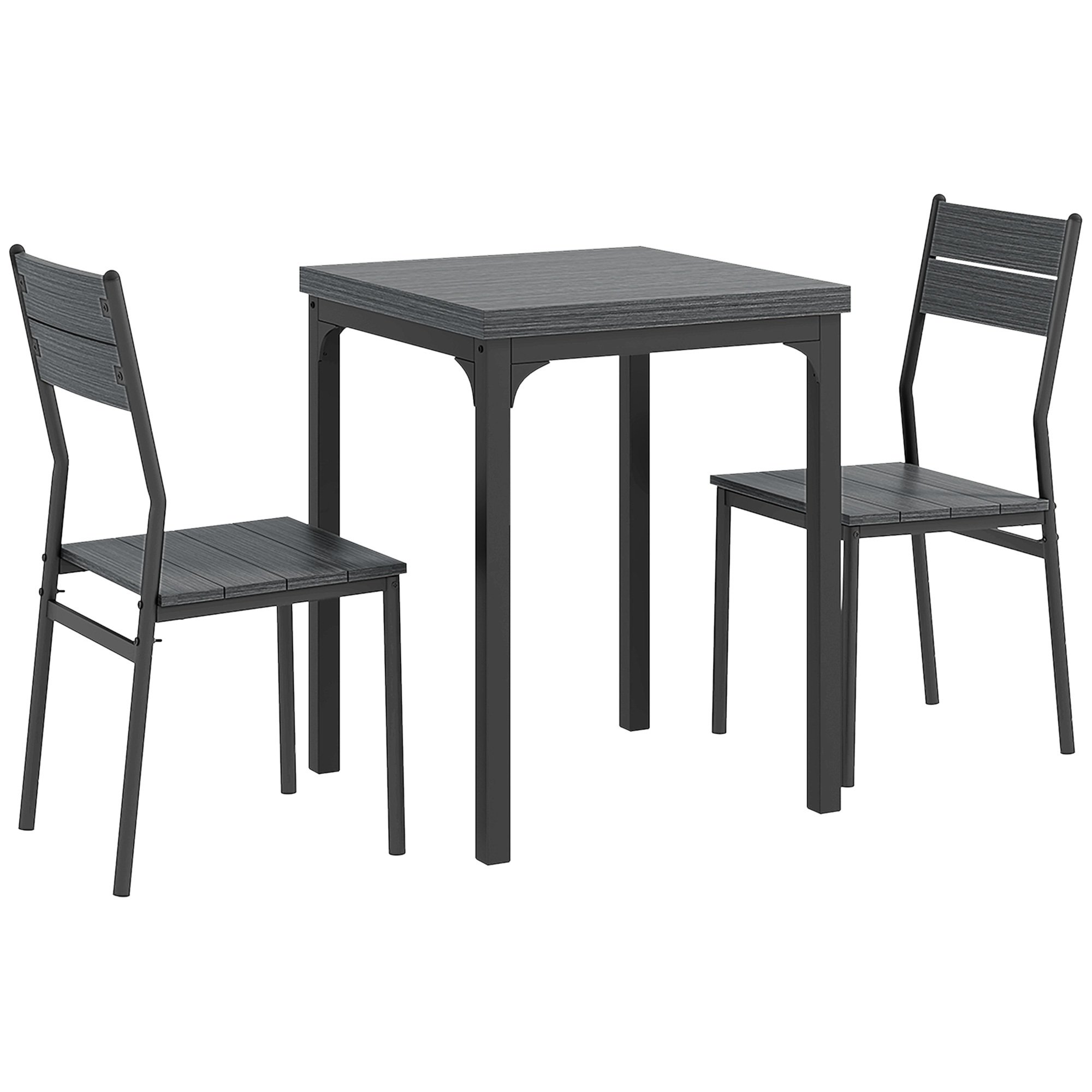 3-osaline söögikomplekt, söögilaua komplekt, 1 laud, 2 tooli, MDF+metall, hall