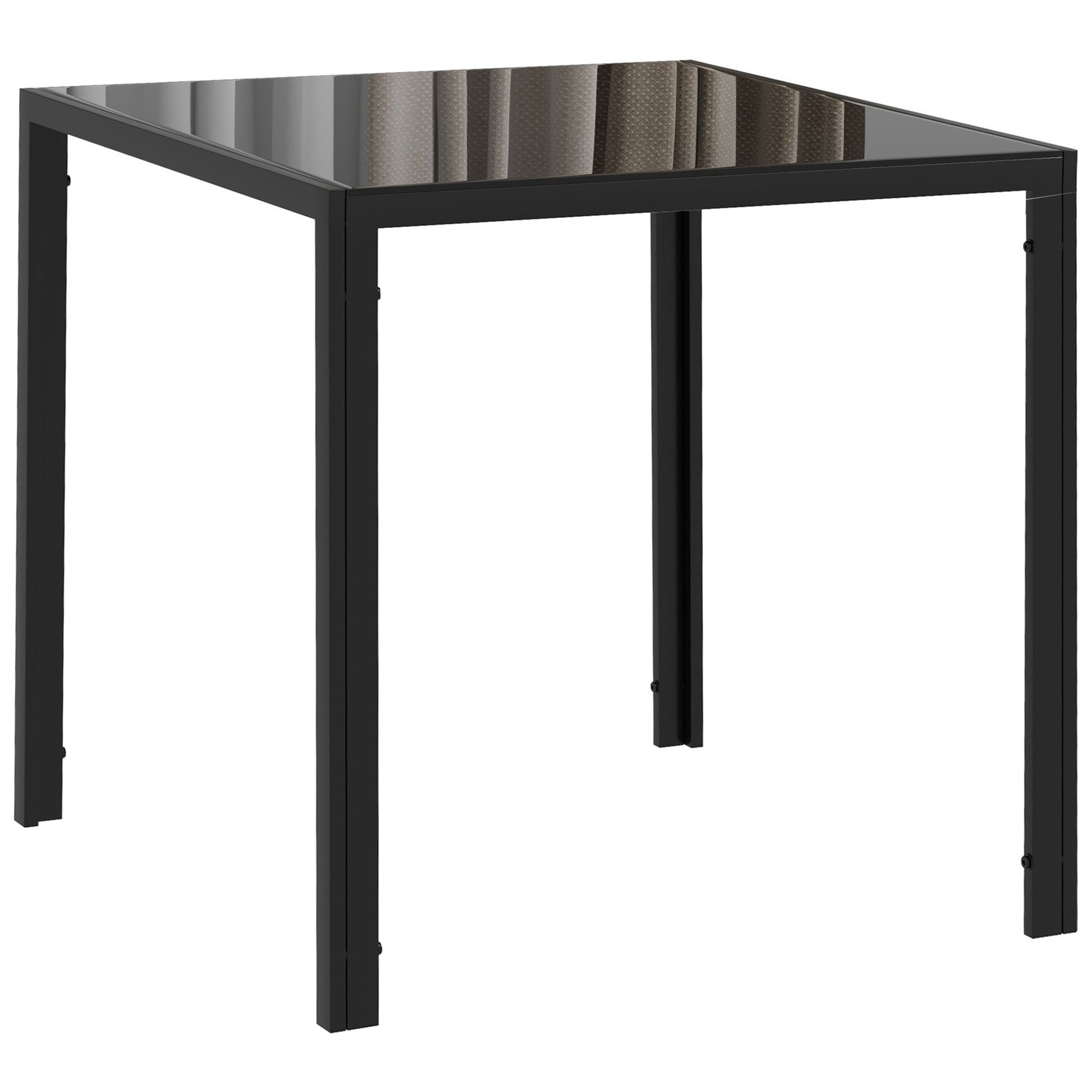 Ruudukujuline karastatud klaasist plaadiga söögilaud 4 inimesele, kööki ja söögituppa, 75 × 75 × 75 cm, must
