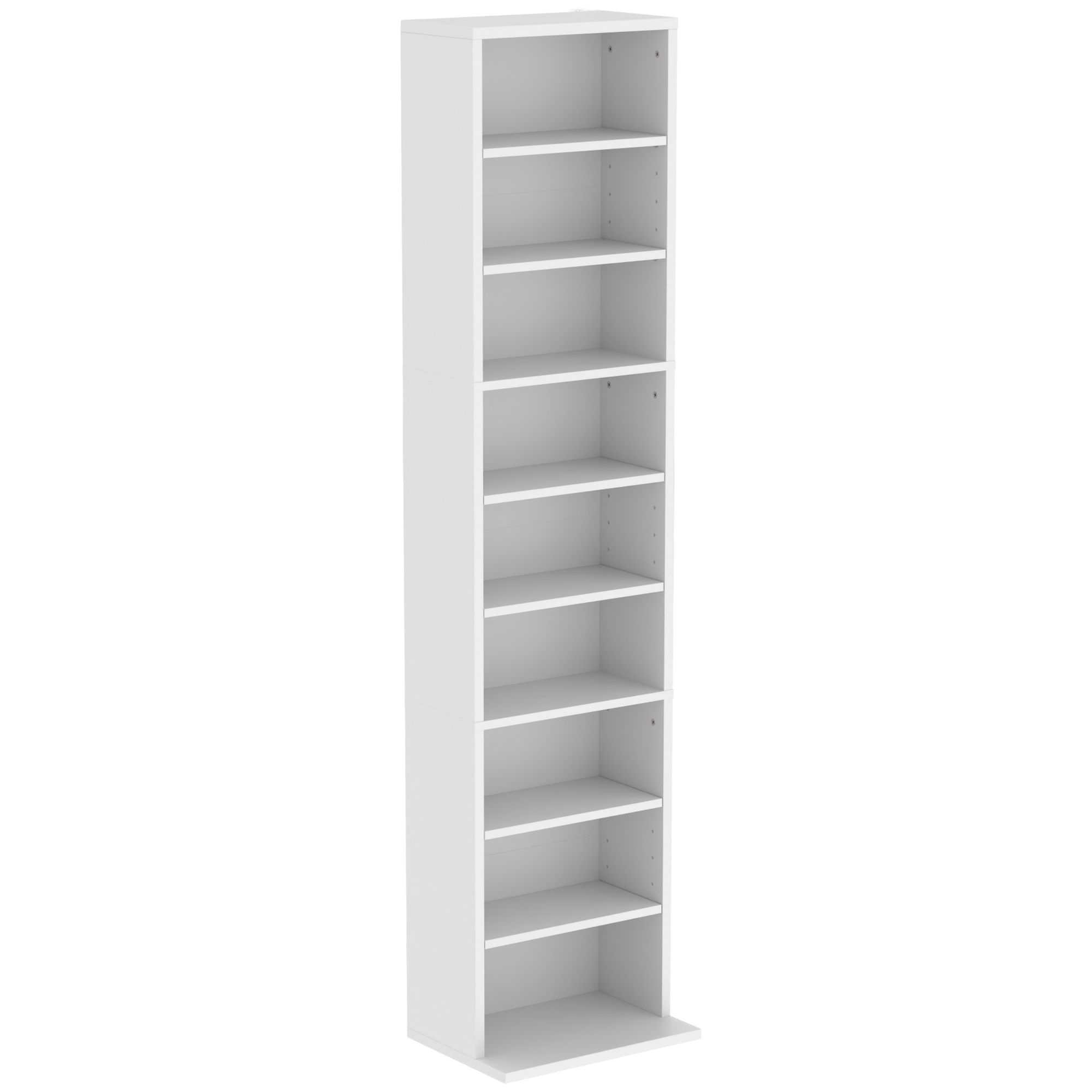 CD/DVD riiul, 9 taset, kitsas eraldiseisev riiul 6 reguleeritava riiuliga, 260 CD jaoks, valge
