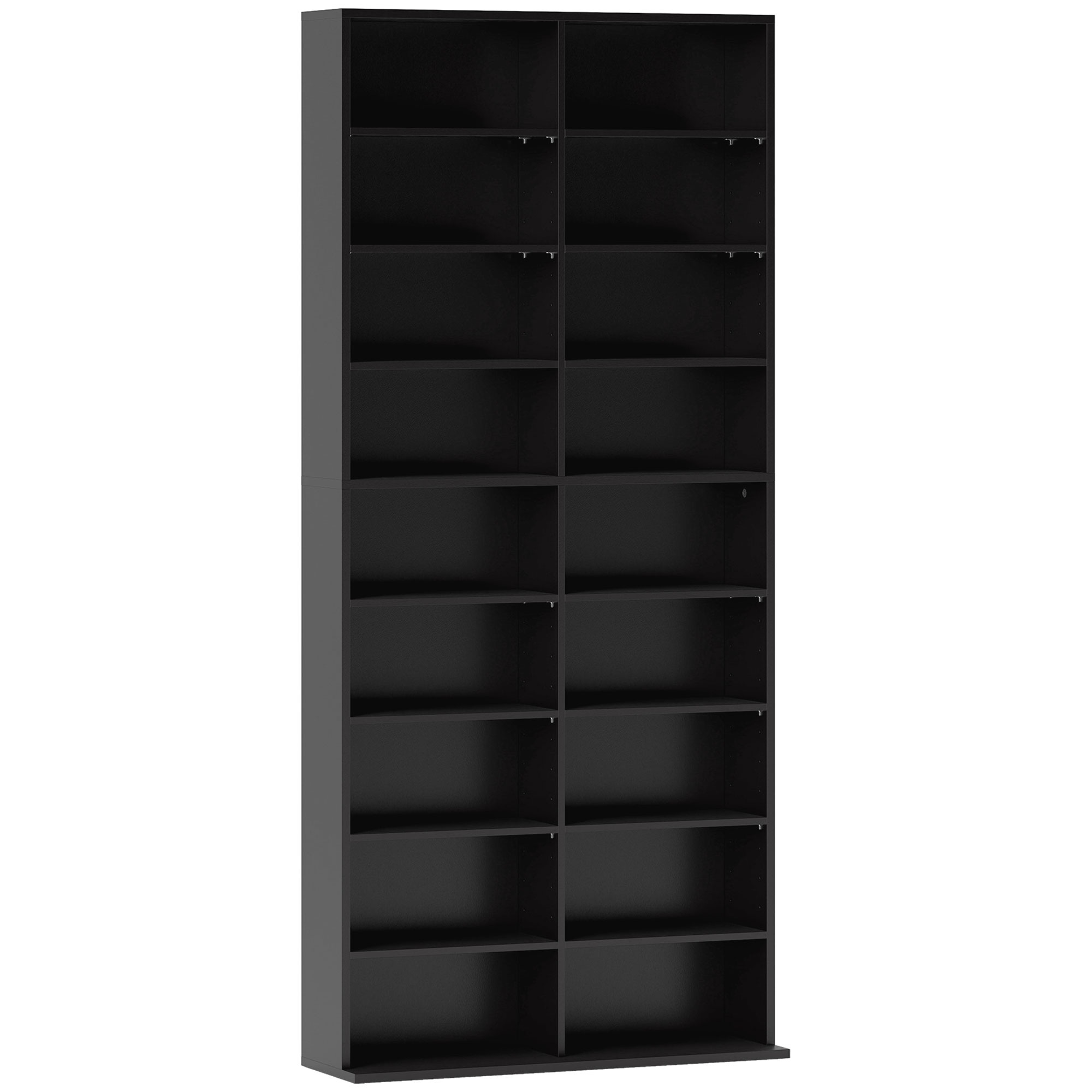 Hoiuriiul 640 CD-le, Blu-ray-riiul 18 sektsiooni ja 14 reguleeritava riiuliga, must
