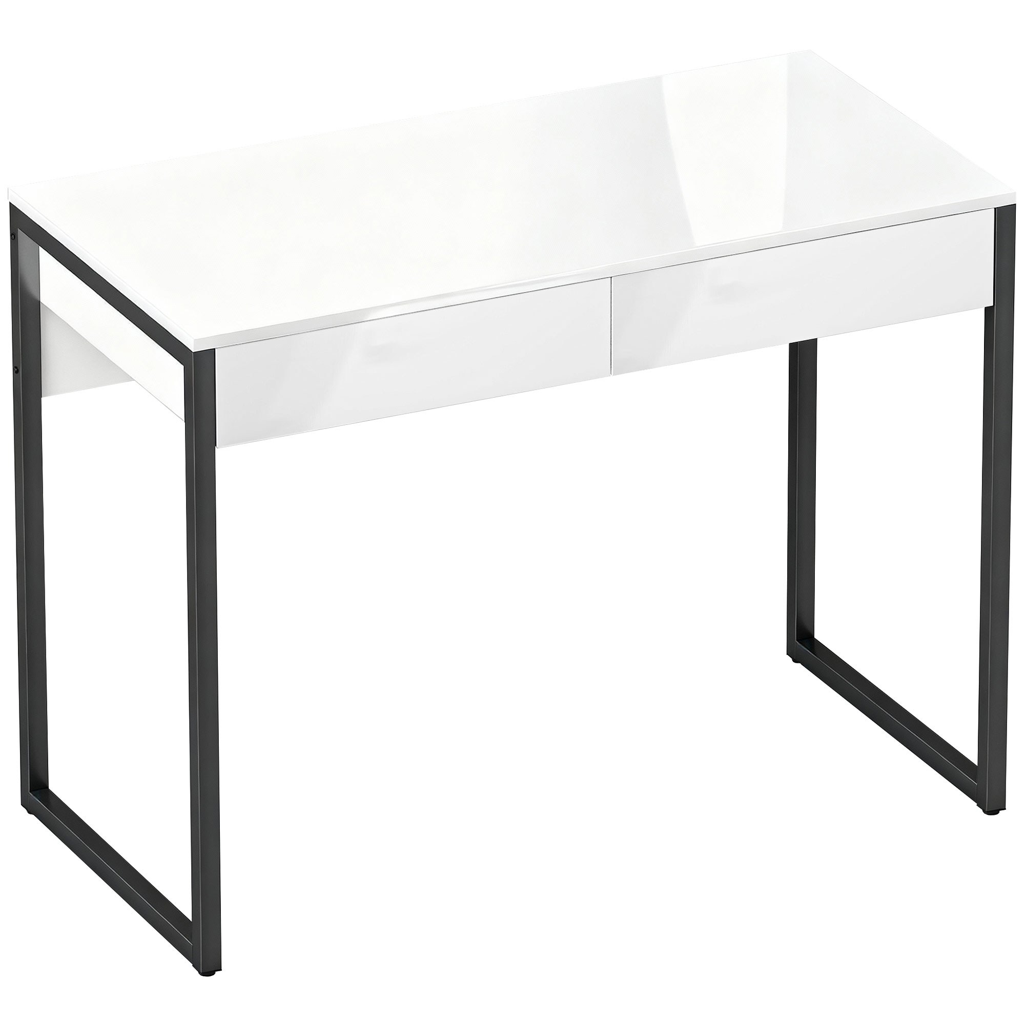 Kirjutuslaud 100 x 50 cm, arvutilaud, kontorilaud kahe sahtliga, väikestesse ruumidesse, valge