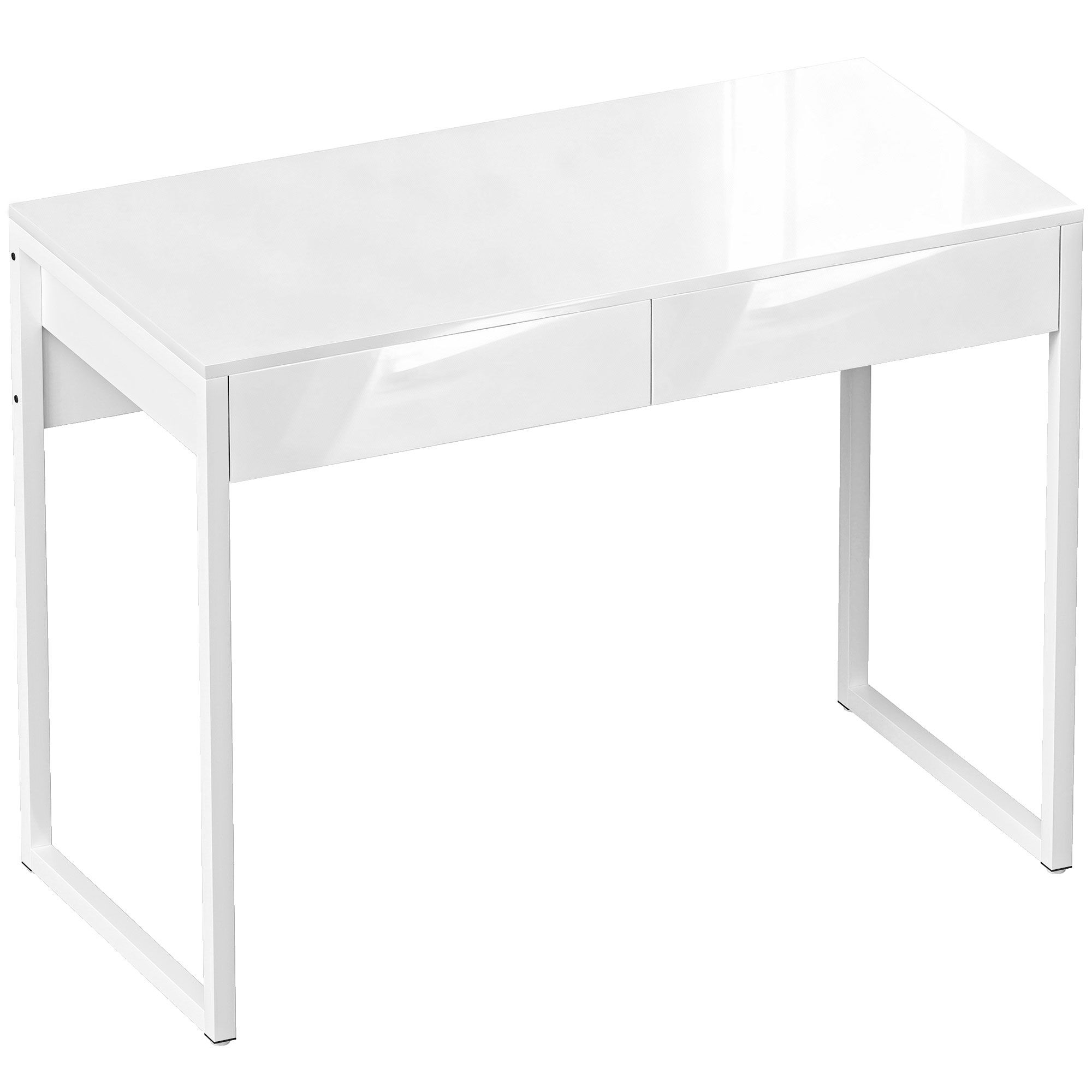 Kirjutuslaud 100 x 50 cm, arvutilaud, kontorilaud kahe sahtliga, väikestesse ruumidesse, valge