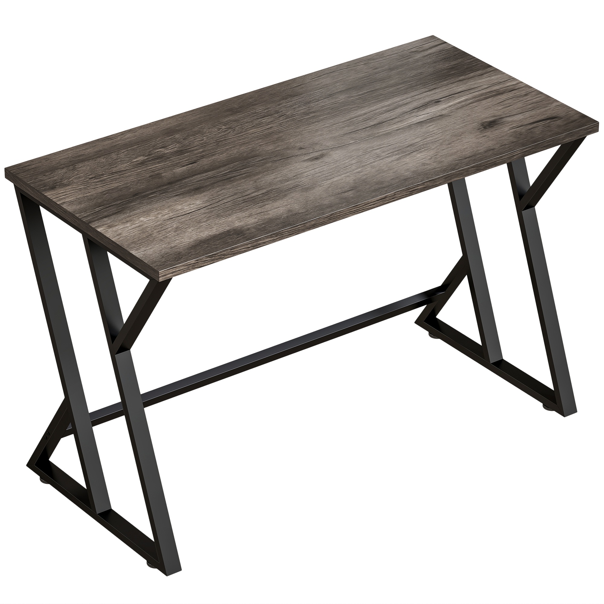 Kirjutuslaud/arvutilaud 120x60cm, Z-kujulise metalljalaga kontorilaud, puiduimitatsioon, tööstusdisain kontorisse, hall