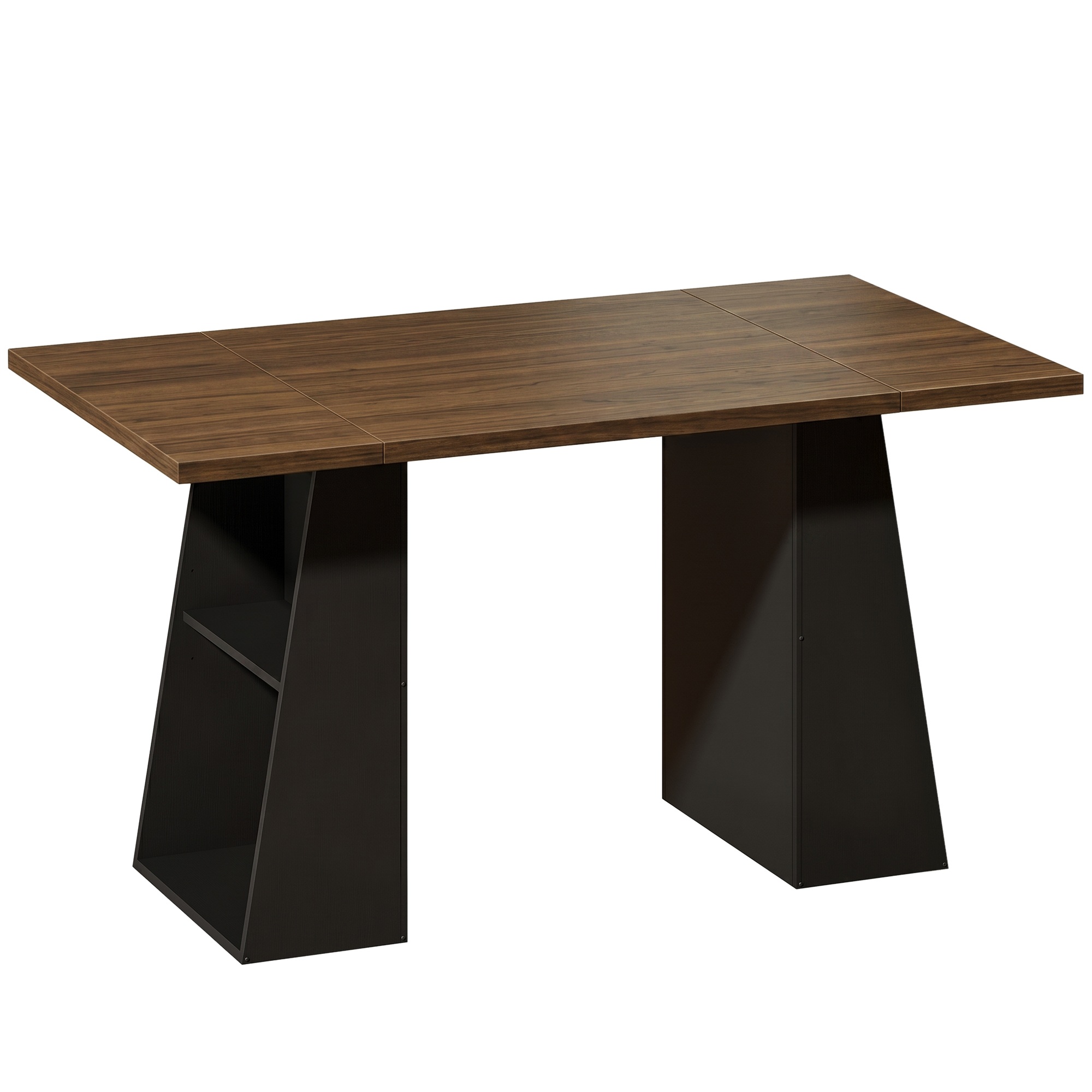 Kirjutuslaud 4 avatud riiuliga, industriaalne disain, 140 cm, pruun-must