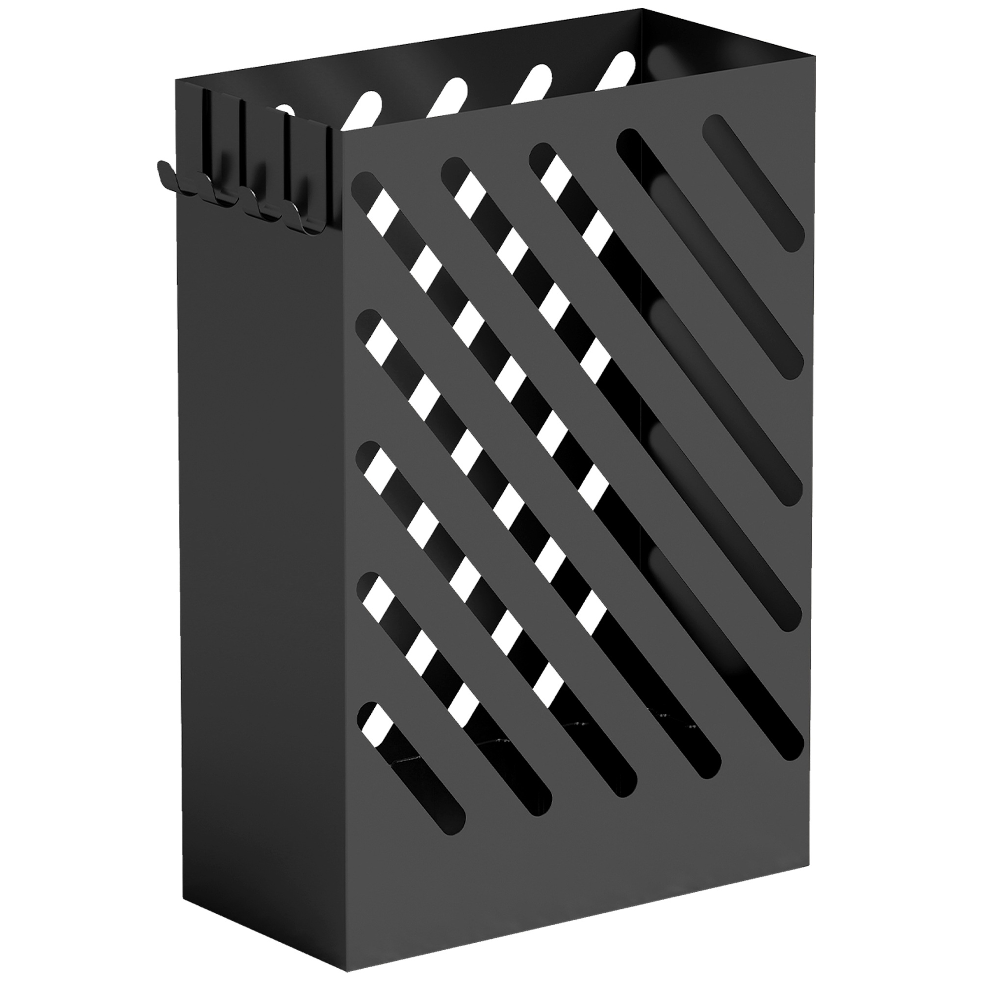 Vihmavarjualus tilgakogumisalusega, 4 konksu, terasest, 28P x 14L x 41K cm, must