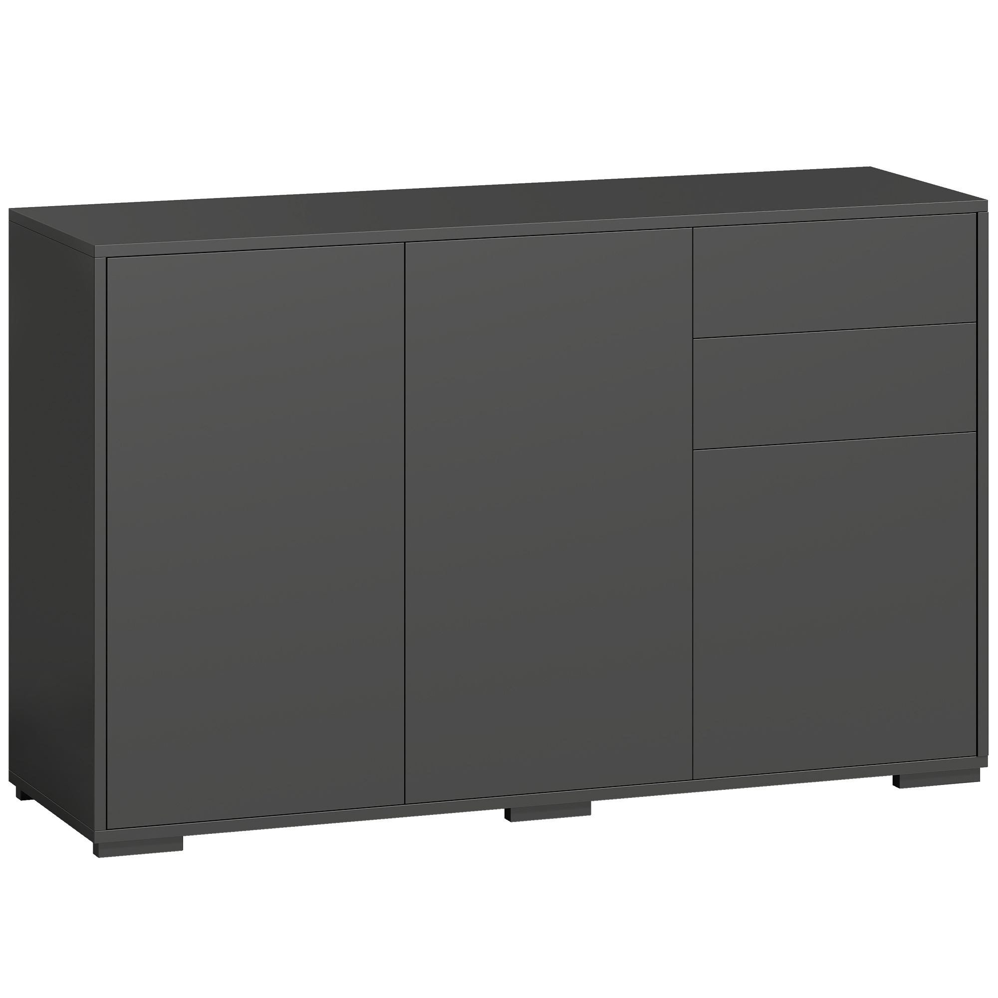 Kummut, sahtliga kummut, credenza, 2 sahtlit, vajutamisega klõps, 117 cm x 36 cm x 74 cm, must
