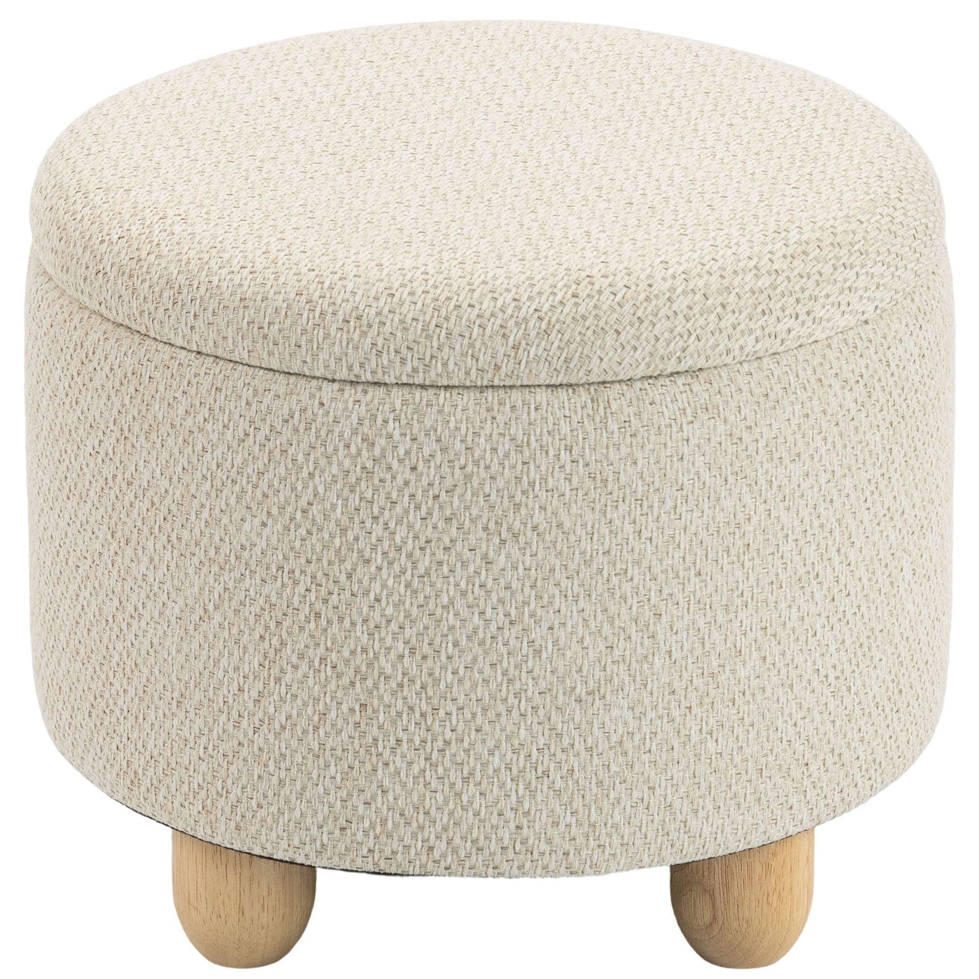 Hoiutopp, ümmargune jalapink kaanega, linase välimusega elutuppa, magamistuppa, 38,5x38,5x33,5 cm, beež