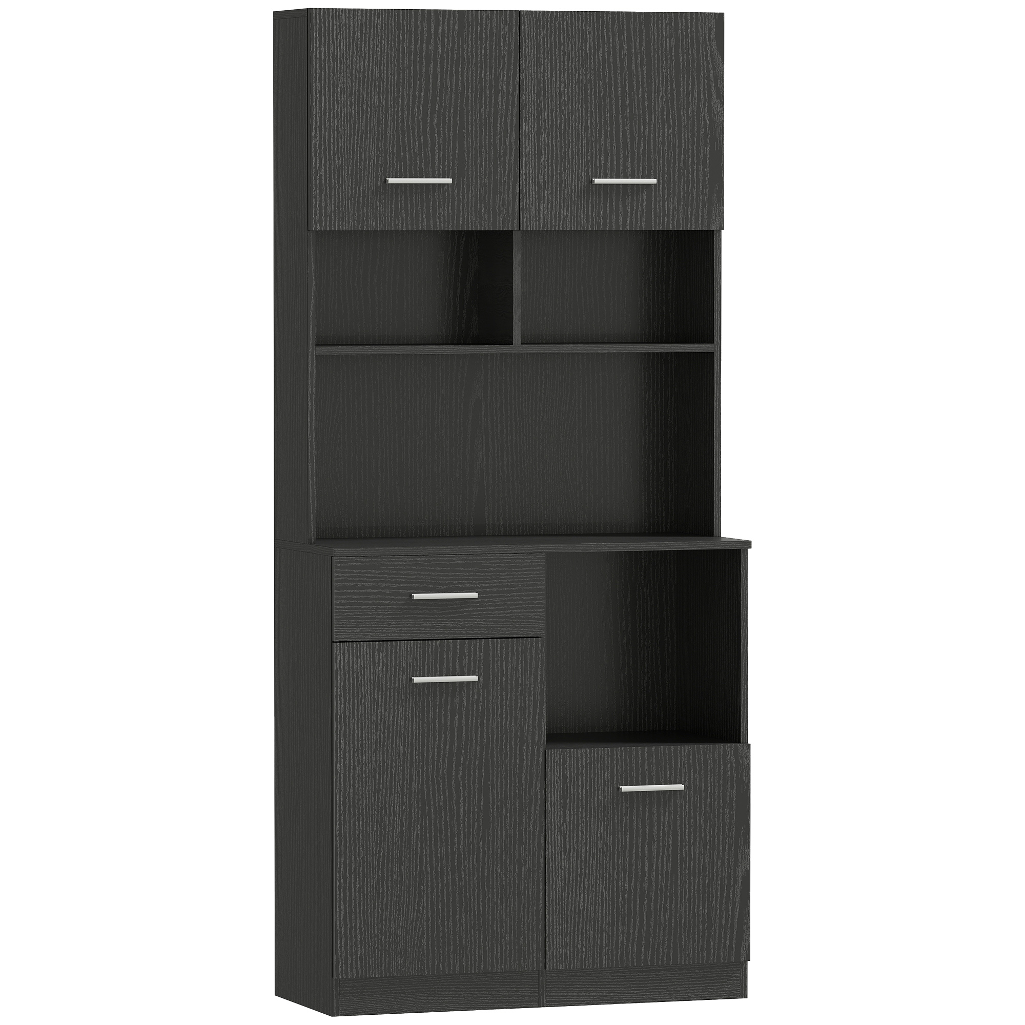 Köögikapp, buffet sahtliga, pehmelt sulguvad uksed, 80 x 35 x 180 cm, must