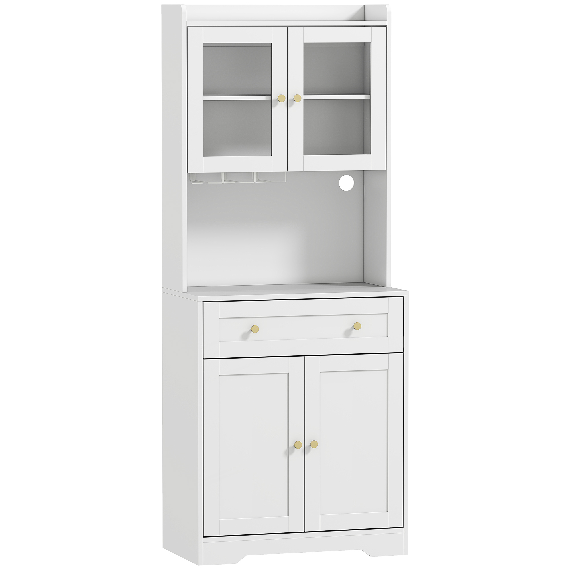 Köögikapp töötasapinnaga, veiniklaaside hoidik, köögi sahver, söögituba, 170 cm, MDF, klaas, valge