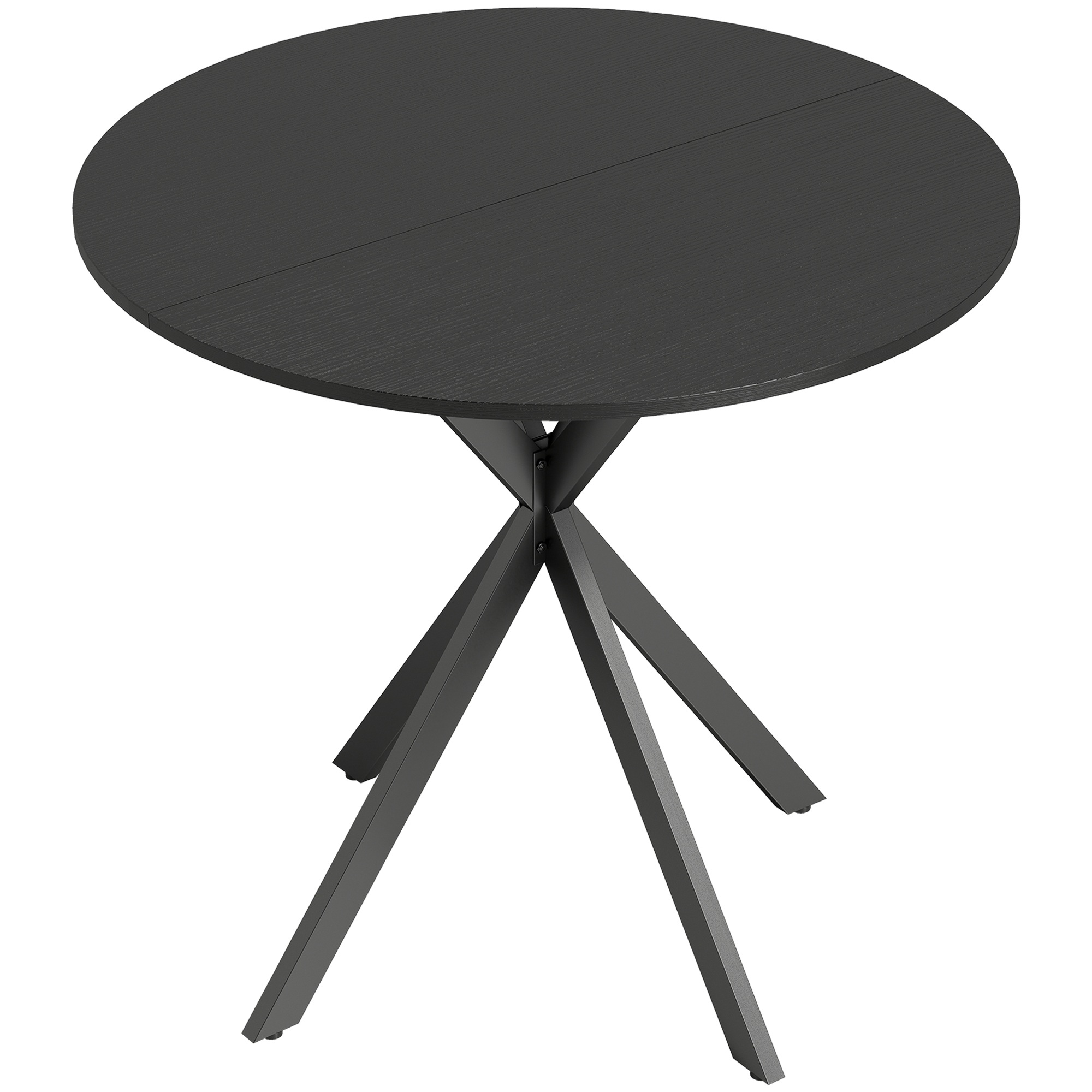 Ümmargune köögilaud, 80 cm, kompaktne lauaplaat, puitlaastplaat, metall, must