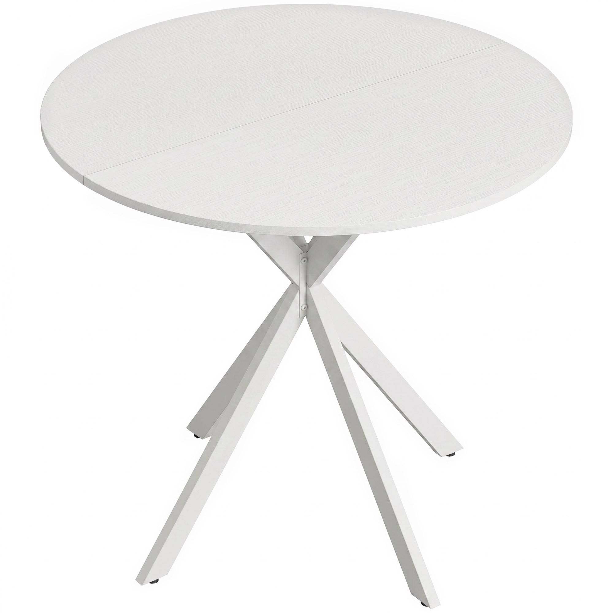 Ümar köögilaud 80 cm, metallraami ja valge plaadiga