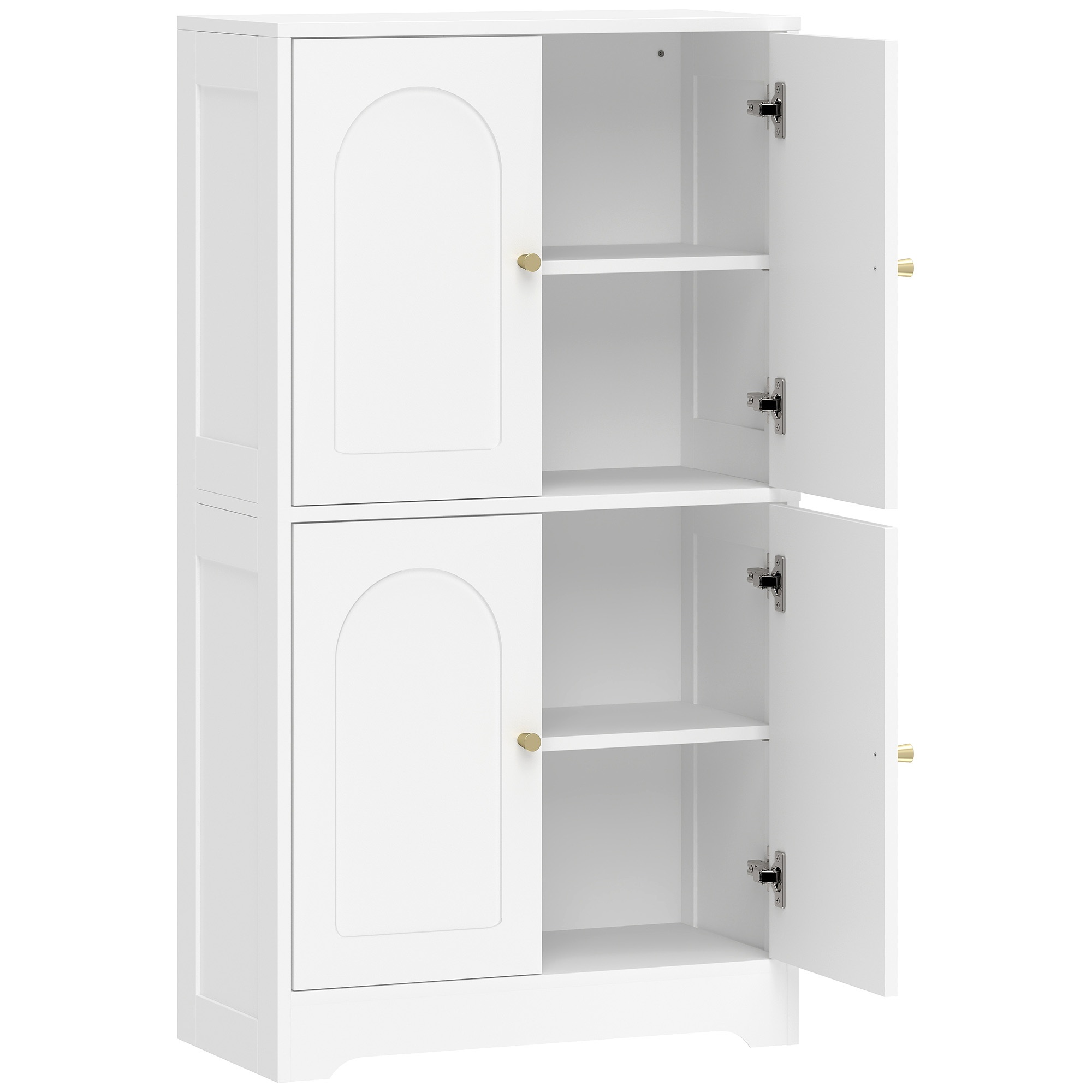 Köögikapp, kõrge kapp 2 reguleeritava riiuliga, köögibuffet 4 kumera uksega 60 x 30 x 110 cm, valge