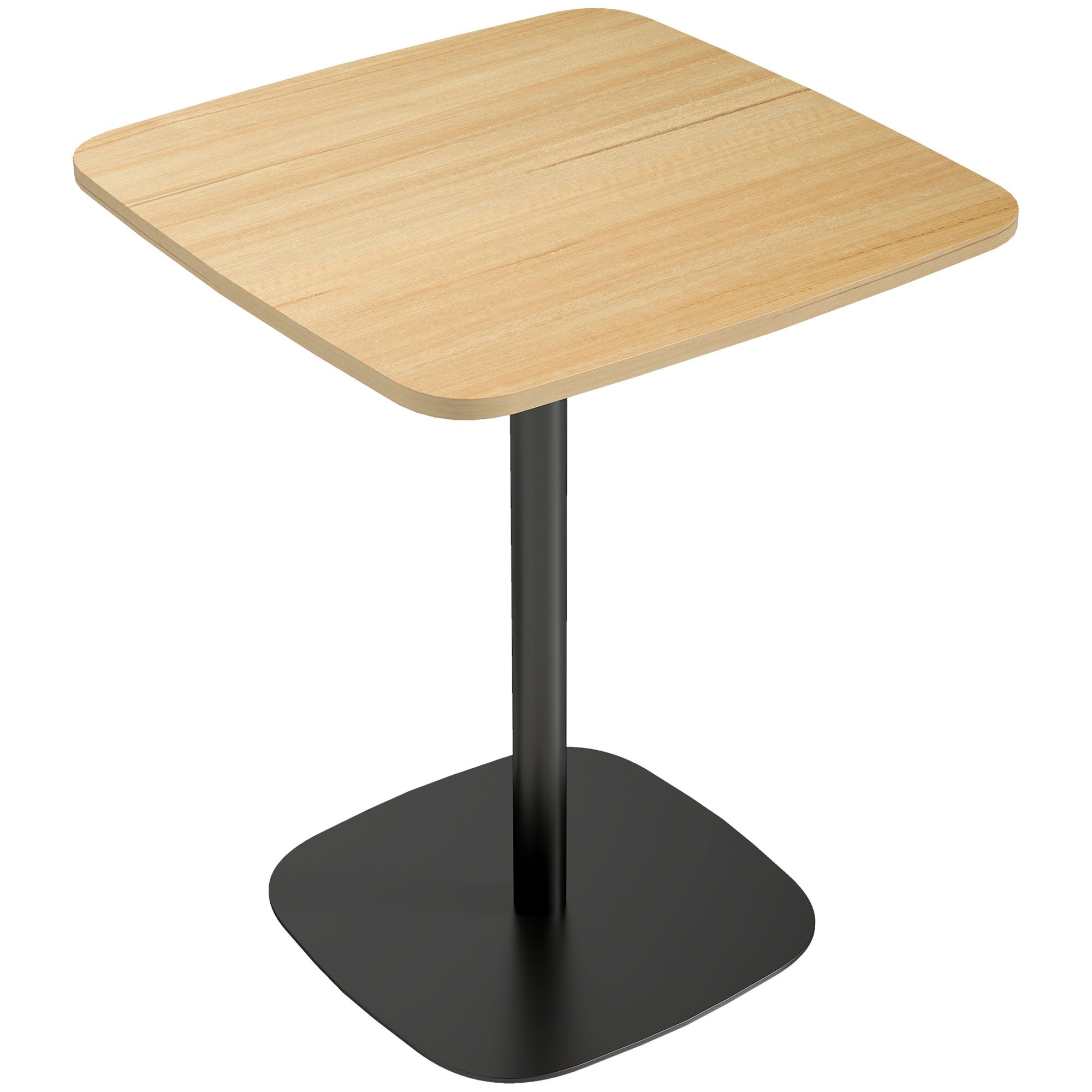 Väike söögilaud, 60 cm, kandiline, MDF-plaadiga lauaplaat, terasest alus, elutuppa, söögituppa, kööki, naturaalne puit + must