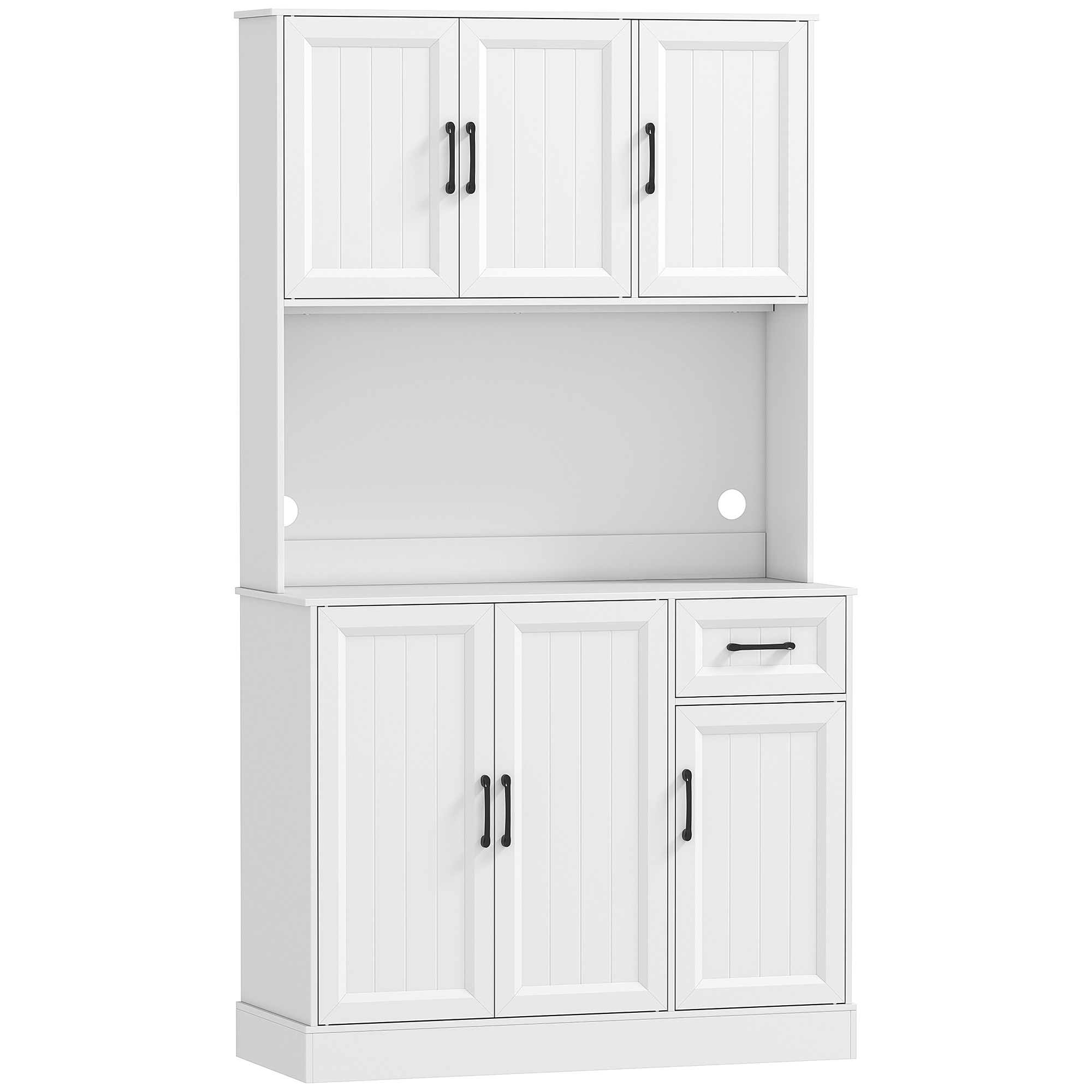 Köögikapp, 180,5 cm, sahvrikapp, töötasapind, kaabliava, reguleeritavad riiulid, MDF, valge