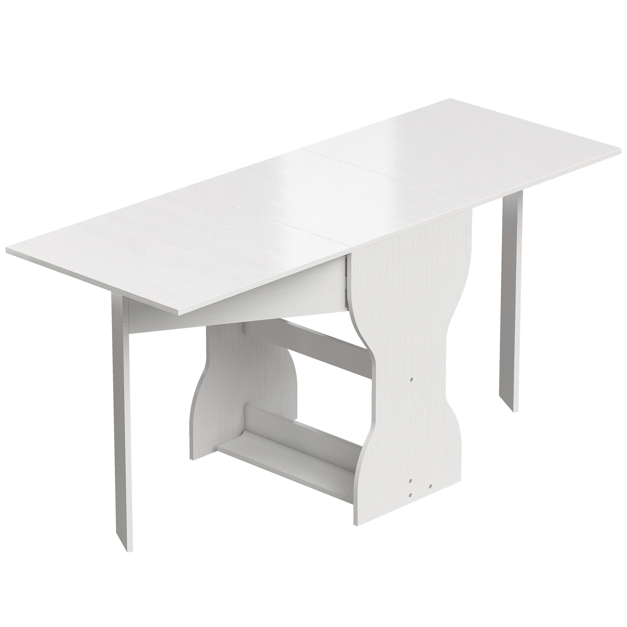Kokkupandav söögilaud, köögilaud panipaigaga 2-4 inimesele, kokkupandav laud väikeste ruumide jaoks, söögituba, 160 x 60 x 75 cm, valge