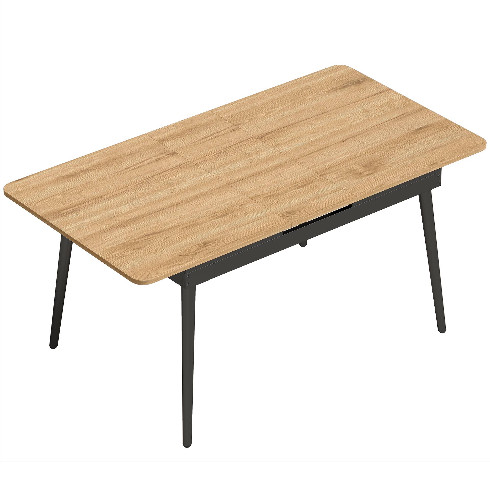 Pikendatav ümarate nurkadega söögilaud, 130–160 cm, tamm