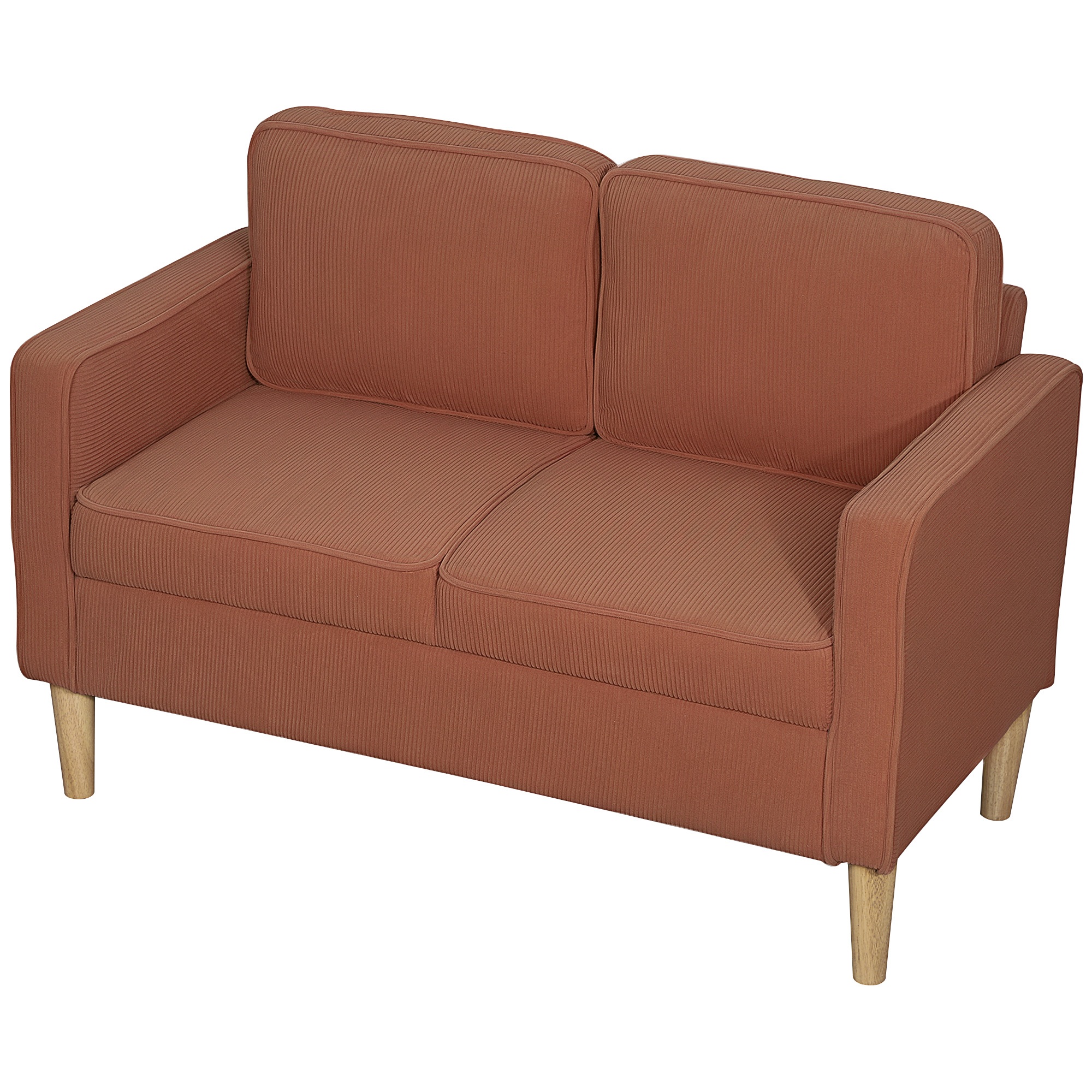 Kahekohaline diivan panipaiga ja täispuidust jalgadega, elutuppa, magamistuppa, 117 x 63 x 79 cm, oranž