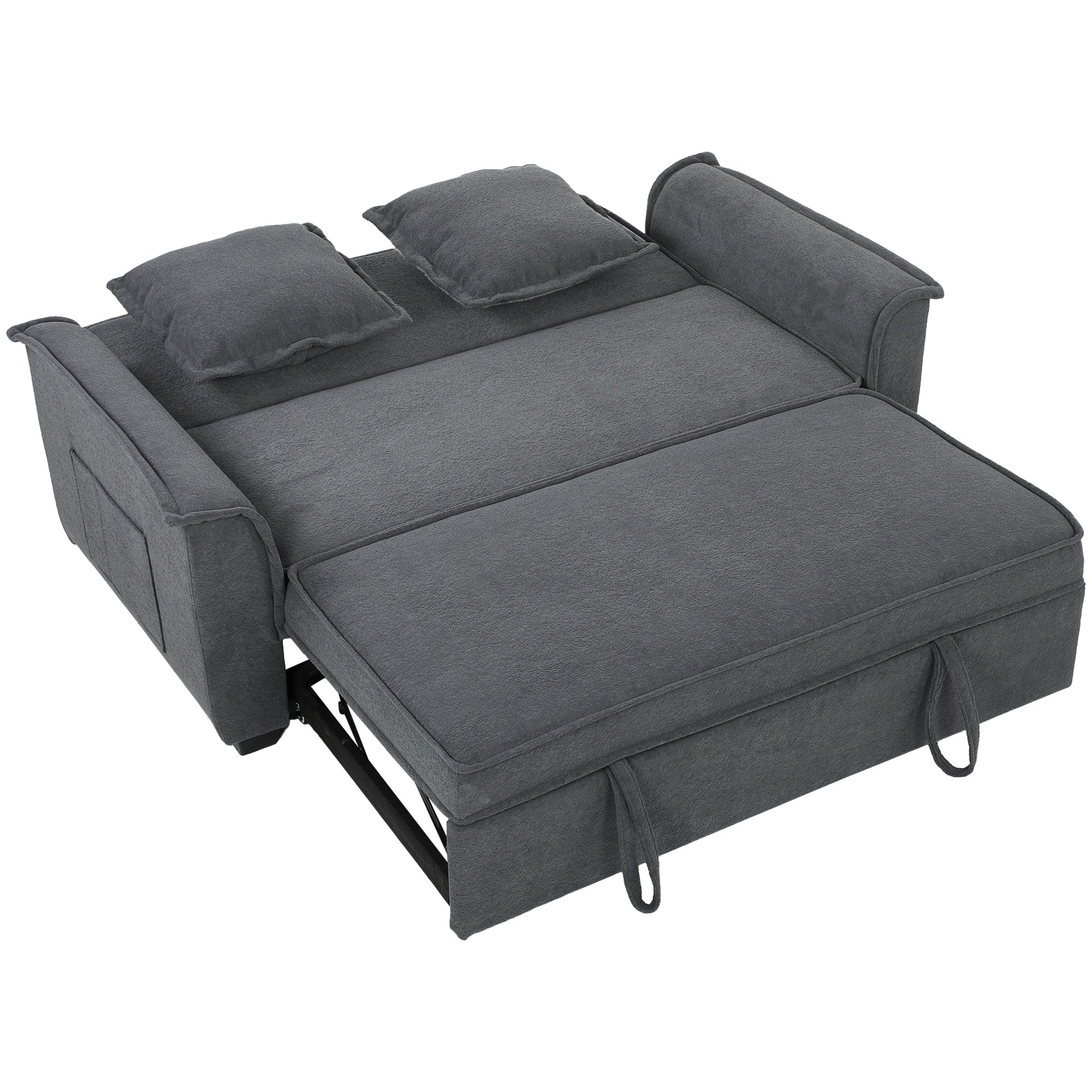 Futon-diivanvoodi, reguleeritava seljatoega, 2-kohaline, 2 padjaga, tumehall