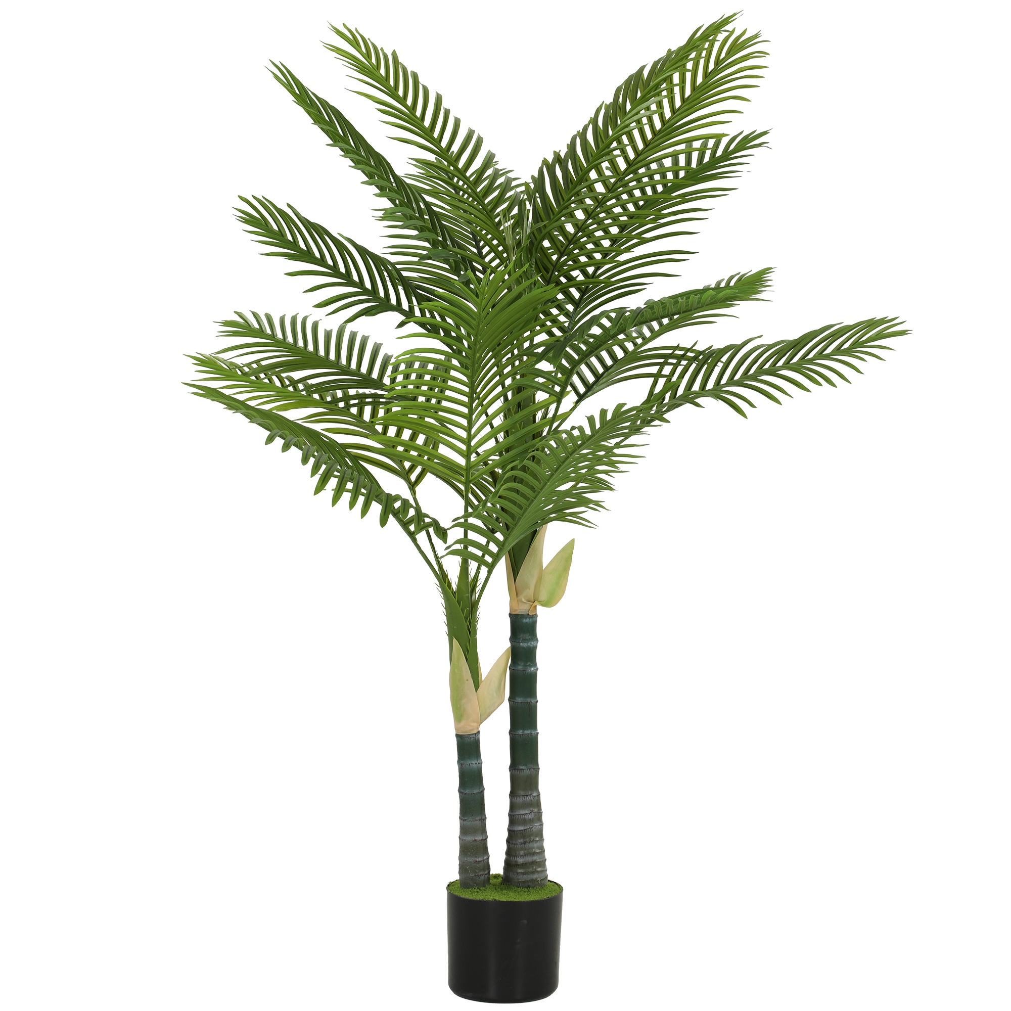 Kunstpalm 150cm, kunstpalm 16 palmilehega, suur kunsttaim potis elutuppa, rõdukaunistus, roheline