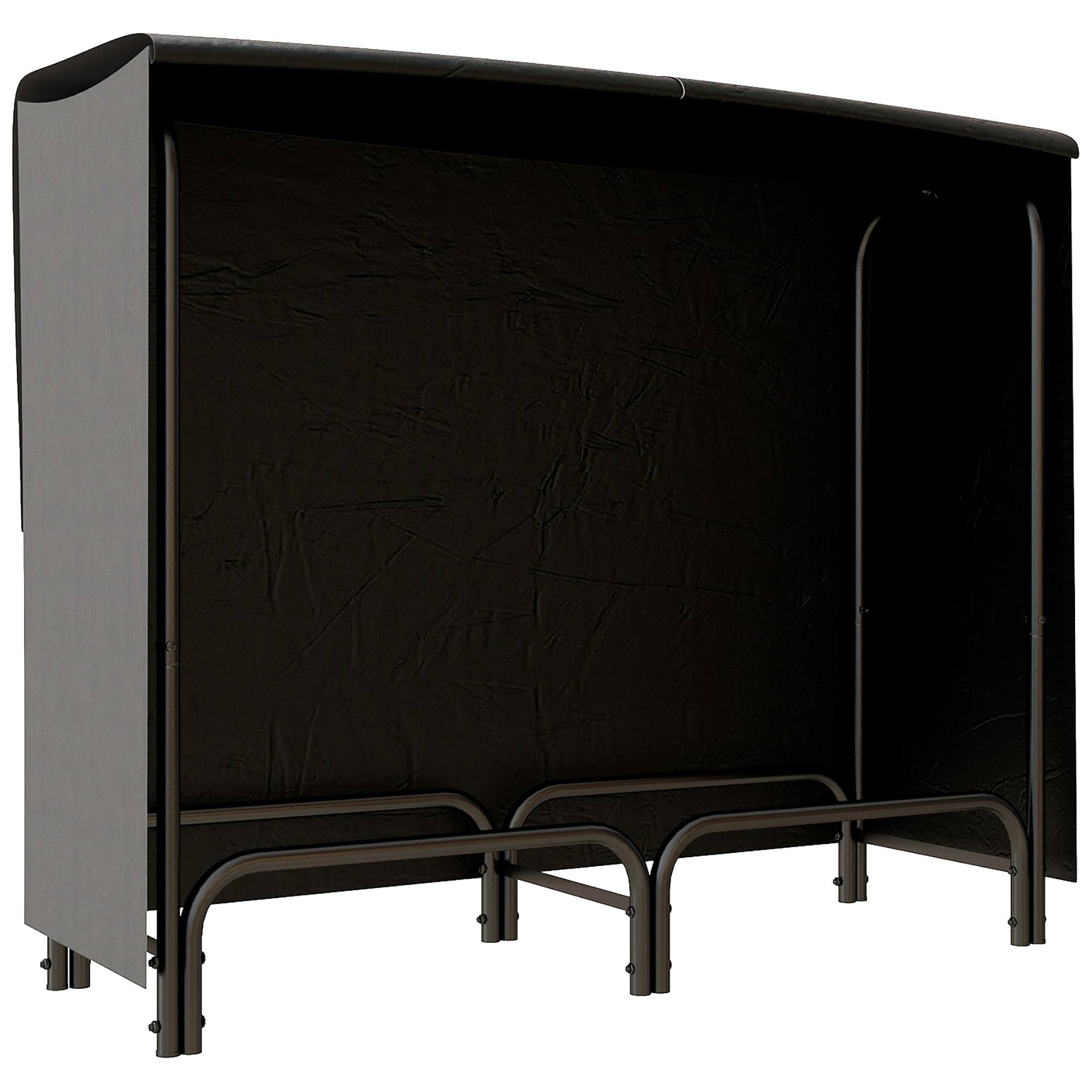 Küttepuude riiul, 0,33 m³, kandekoti ja kaanega, metallraam, kuni 150 kg, 120 × 36 × 99 cm, must