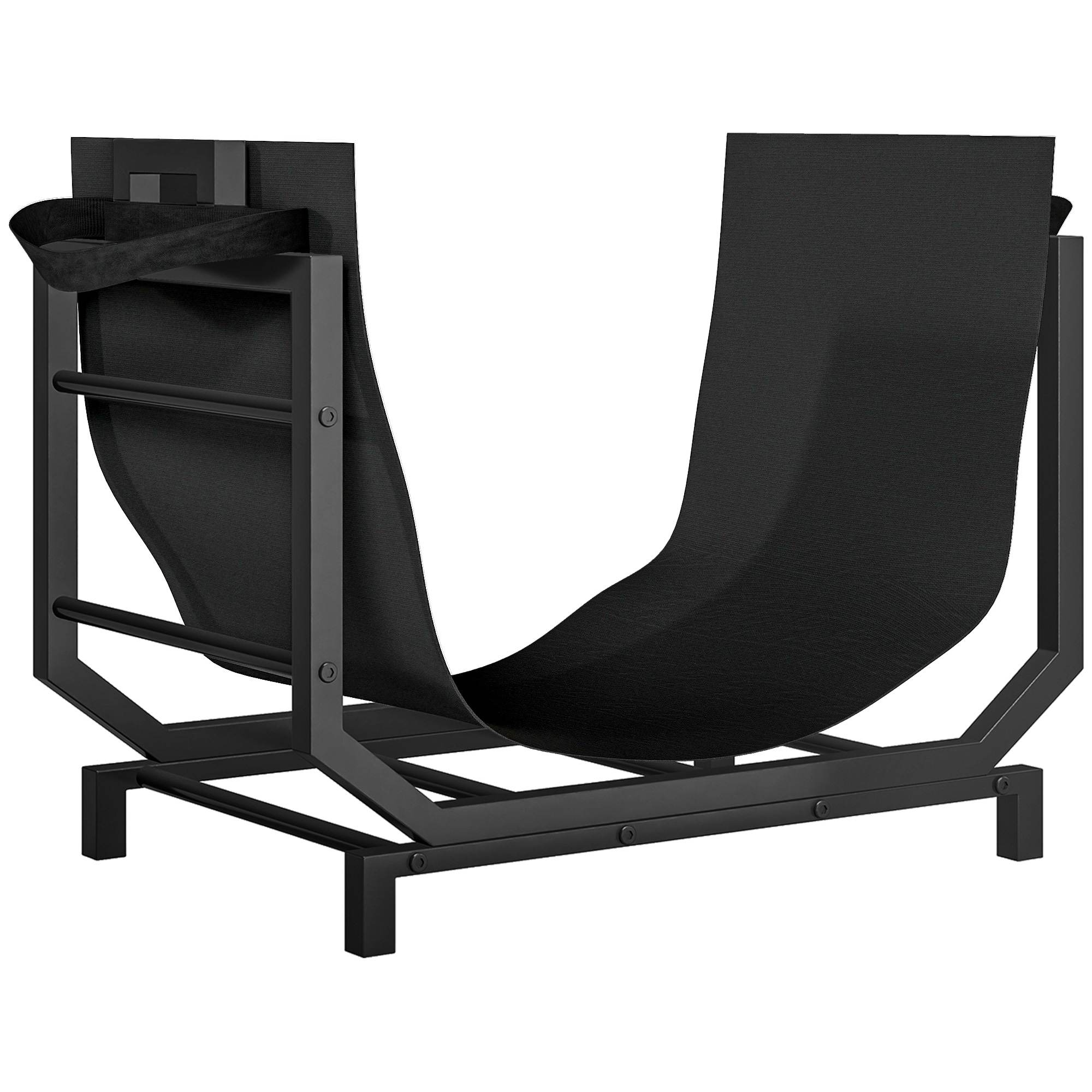 Kandekotiga metallist küttepuuriiul siseruumidesse, 53 × 33 × 43 cm, must