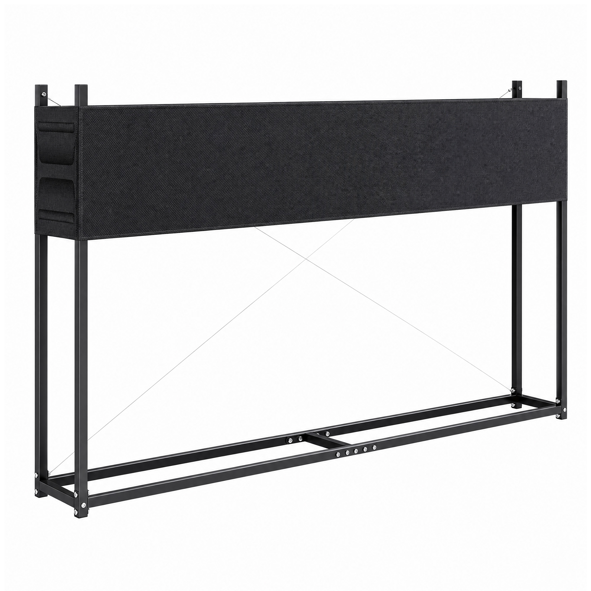 Küttepuude riiul 202 x 25 x 113 cm, 600D Oxford kattega küttepuude riiul, terasraam, kuni 500 kg, must