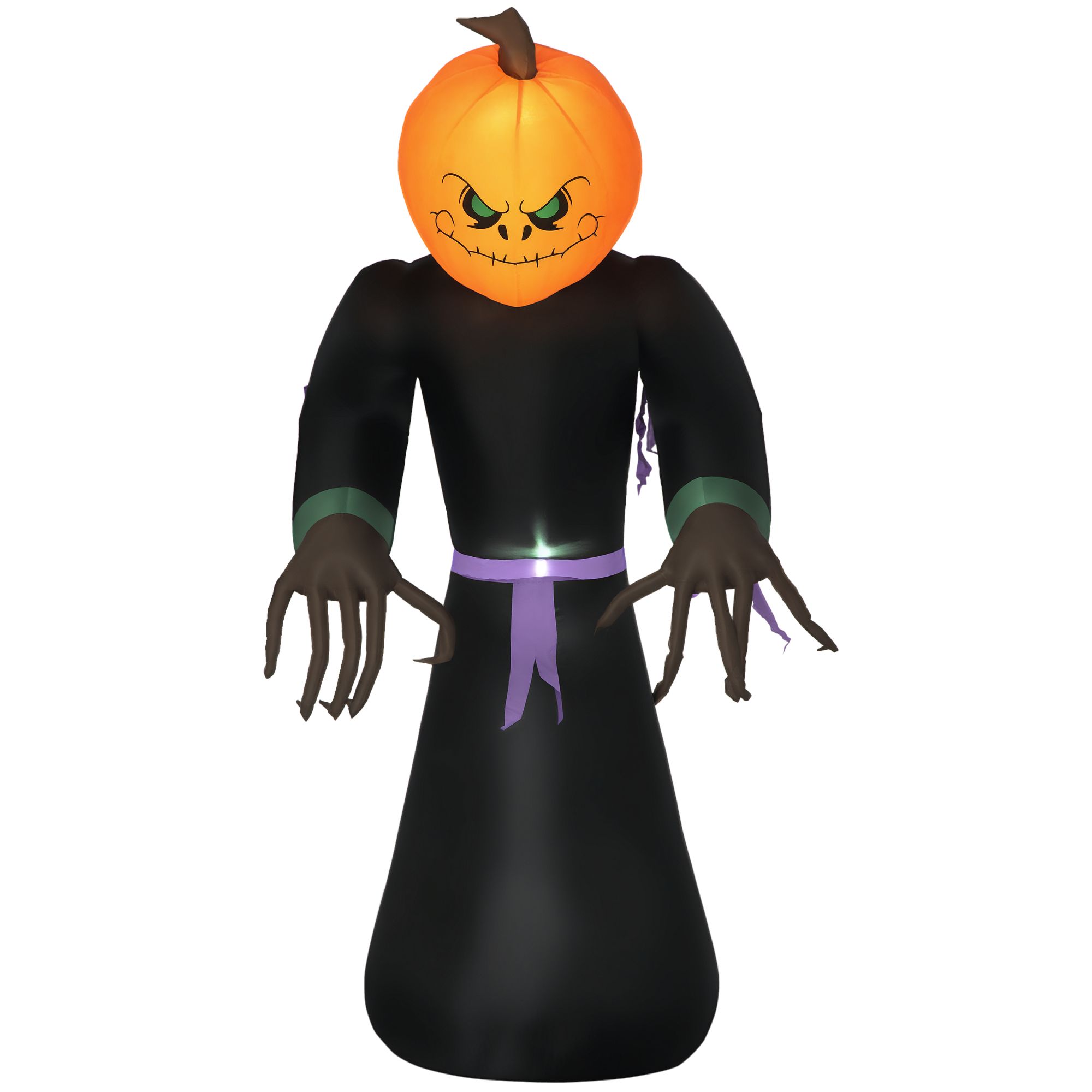 210 cm täispuhutav kõrvitsakummitus, halloweeni õuduskaunistus LED-valgustusega, veekindel täispuhutav kuju, polüester, sise- ja välistingimustes kasutamiseks