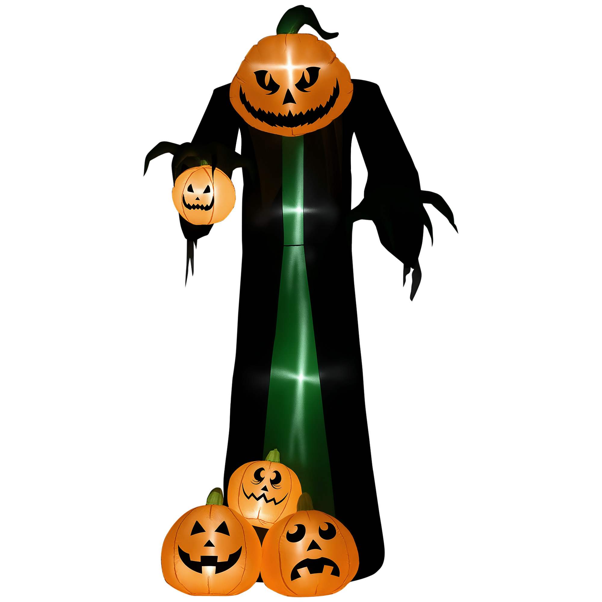 Halloweeni kaunistus, 2,40 m kõrgune kõrvitsamamm, isetäituv, LED-valgustus, õues kasutamiseks