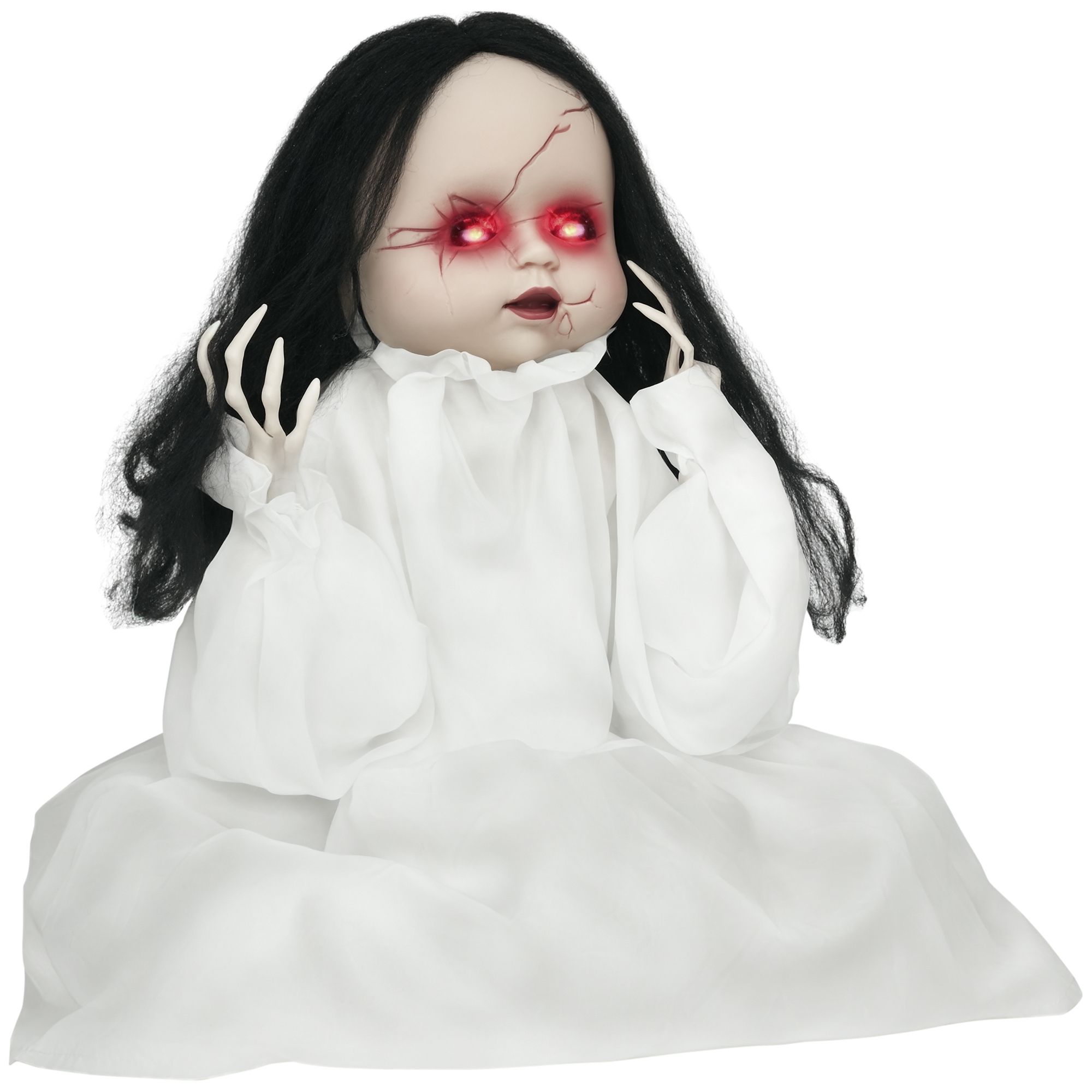 Halloweeni õudusnukk, LED-silmad, ulgumine, hüppamine, heli- ja liikumisandur, 60 cm