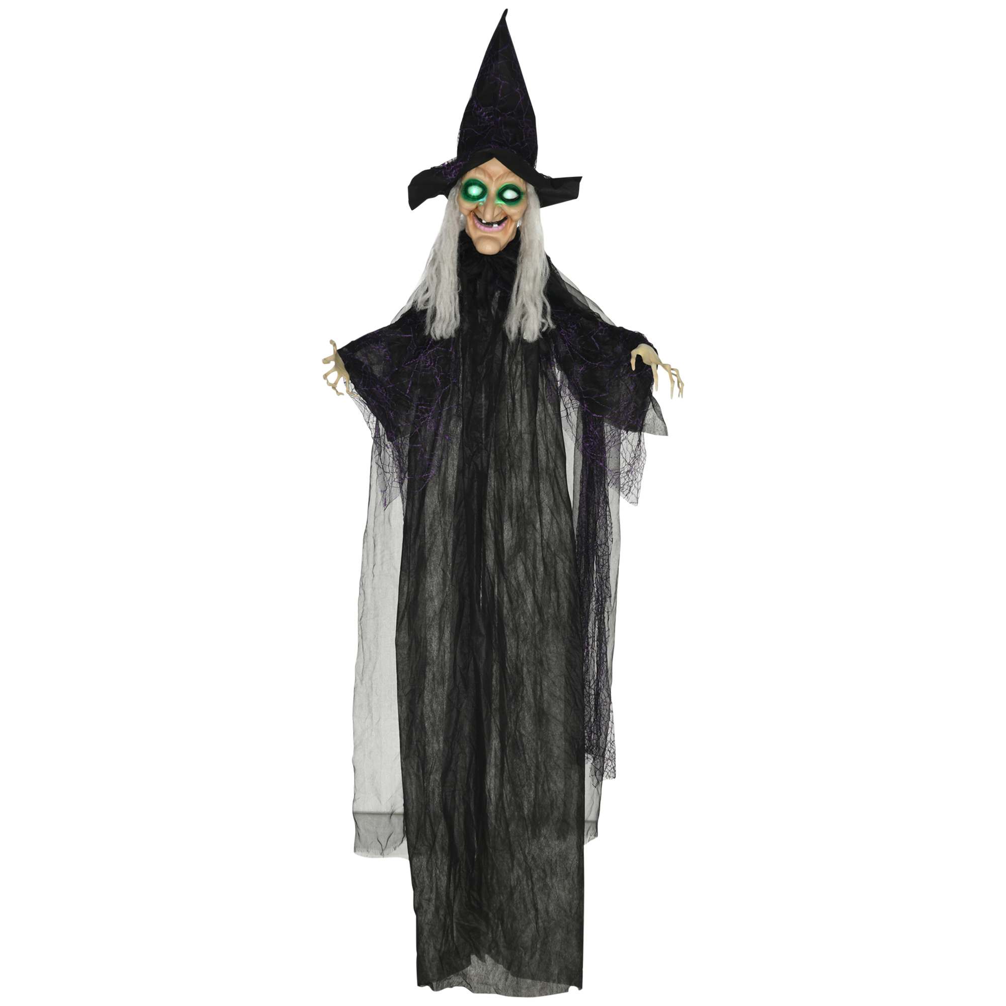 Halloweeni nõid, Halloweeni kaunistus, helifunktsioon, liikumisandur, LED-tuled, 130 cm x 18 cm x 183 cm